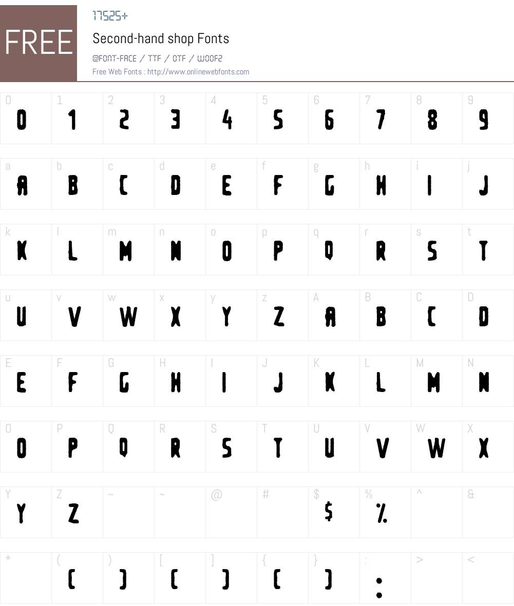 Second-hand shop Font Screenshots