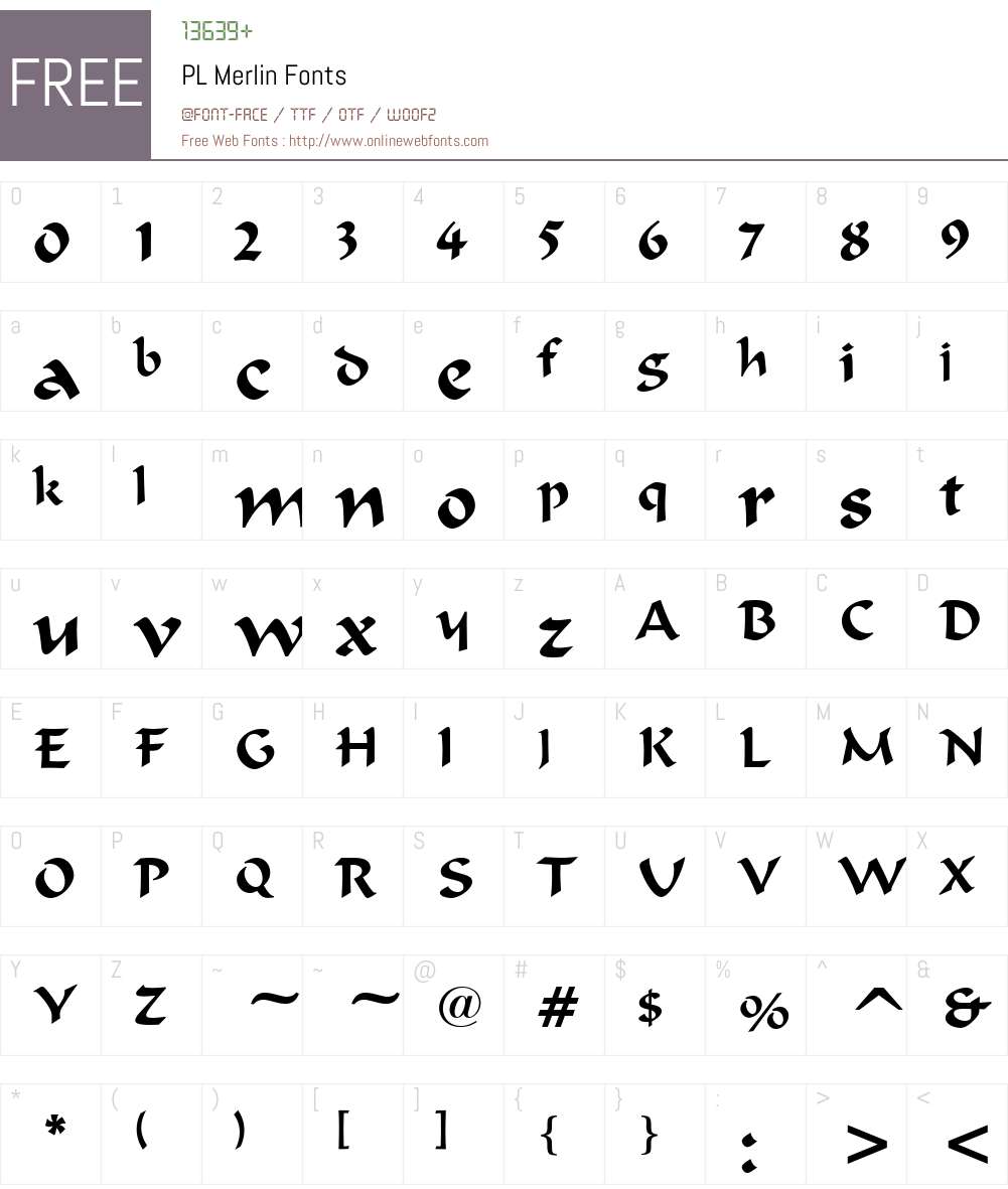 PL Merlin Font Screenshots