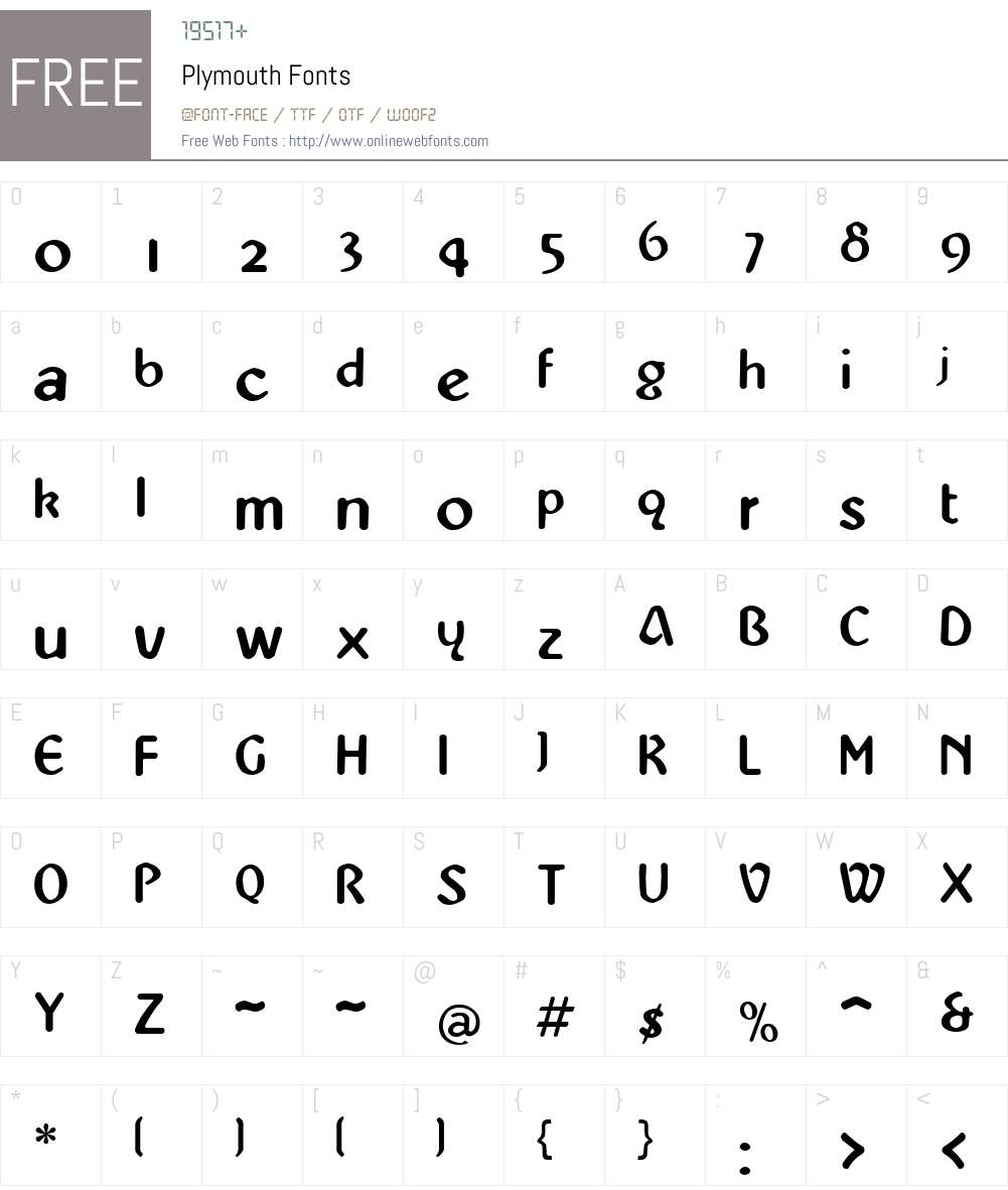 Plymouth Font Screenshots