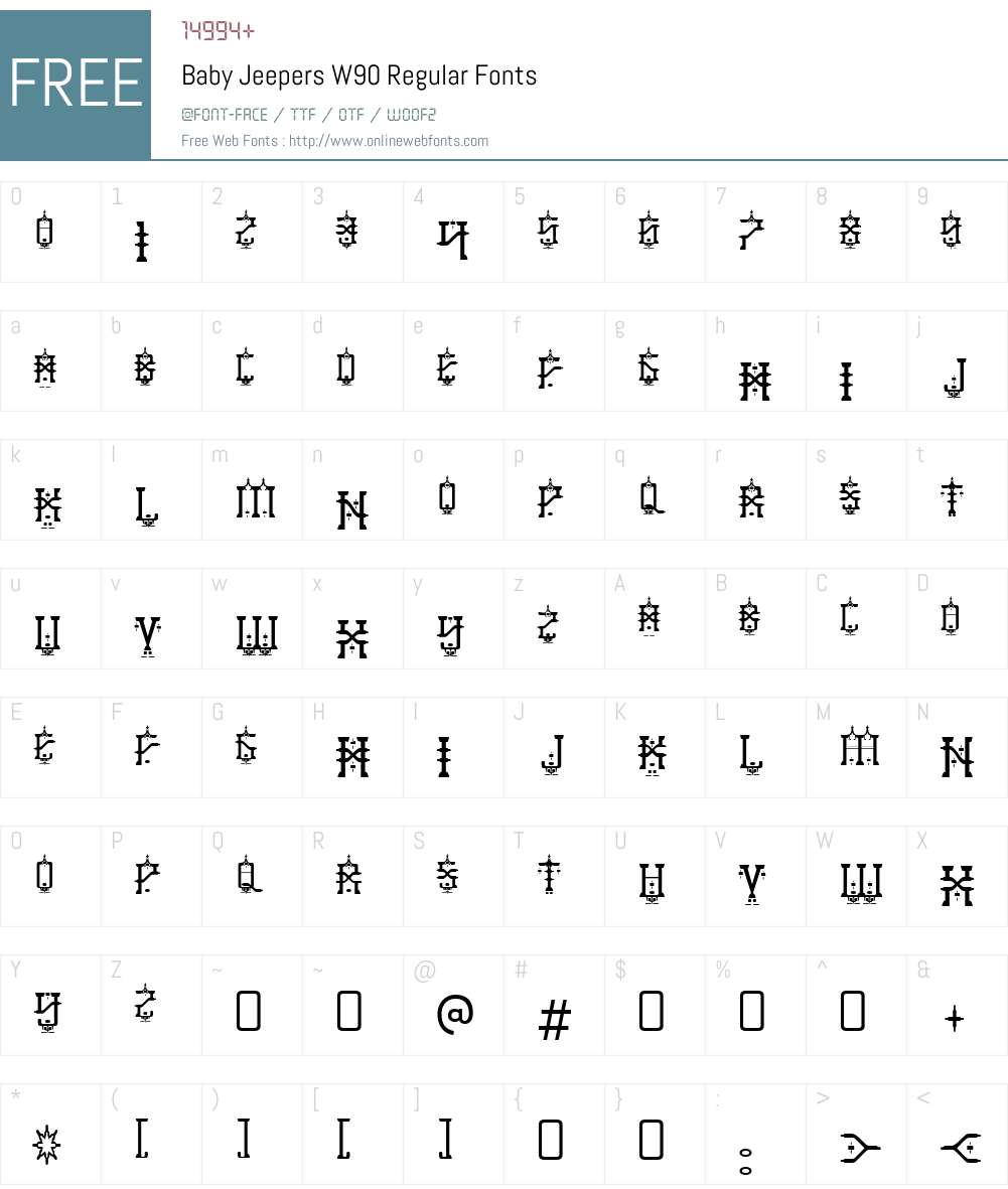 BabyJeepersW90-Regular Font Screenshots