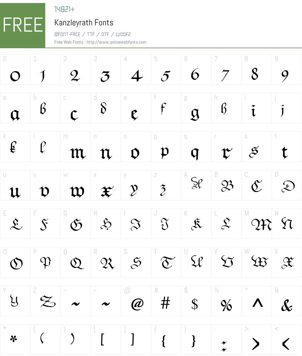 Kanzleyrath Font Screenshots