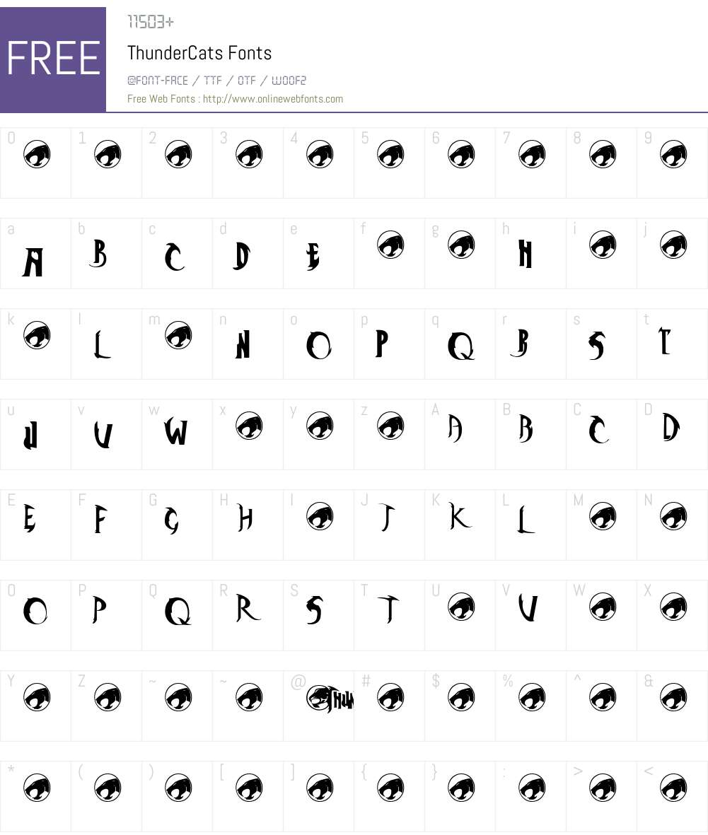 ThunderCats Font Screenshots