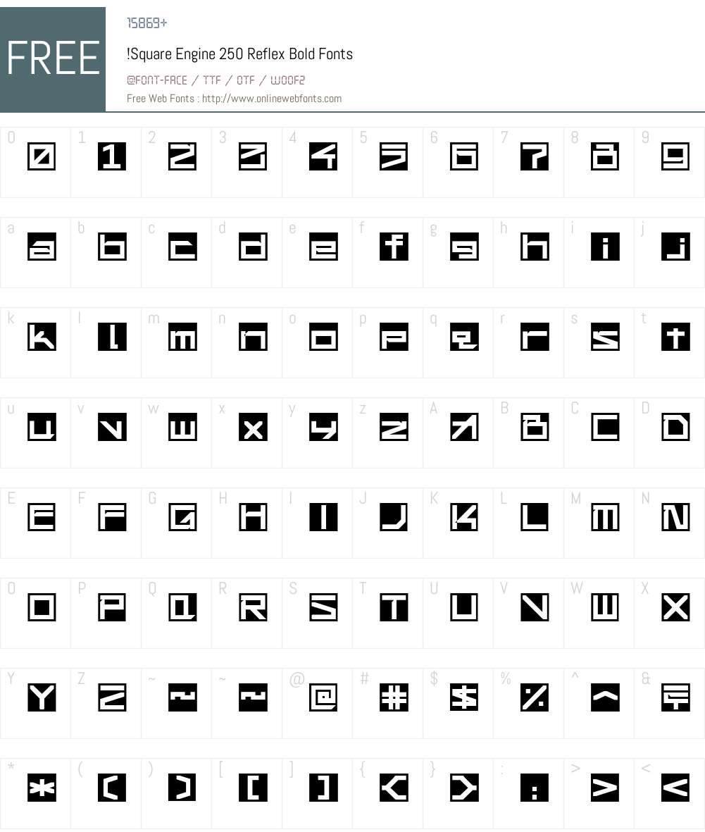 !Square Engine 250 Reflex Font Screenshots
