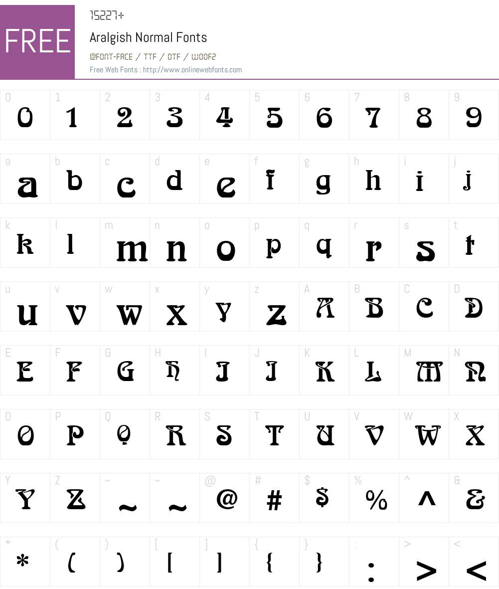 Aralgish Font Screenshots
