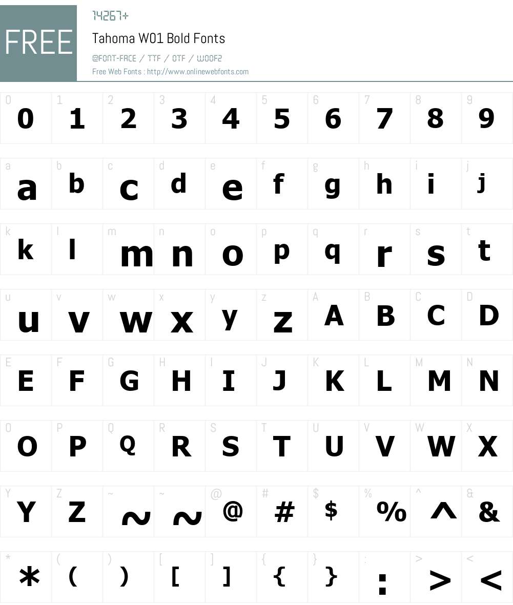 TahomaW01-Bold Font Screenshots