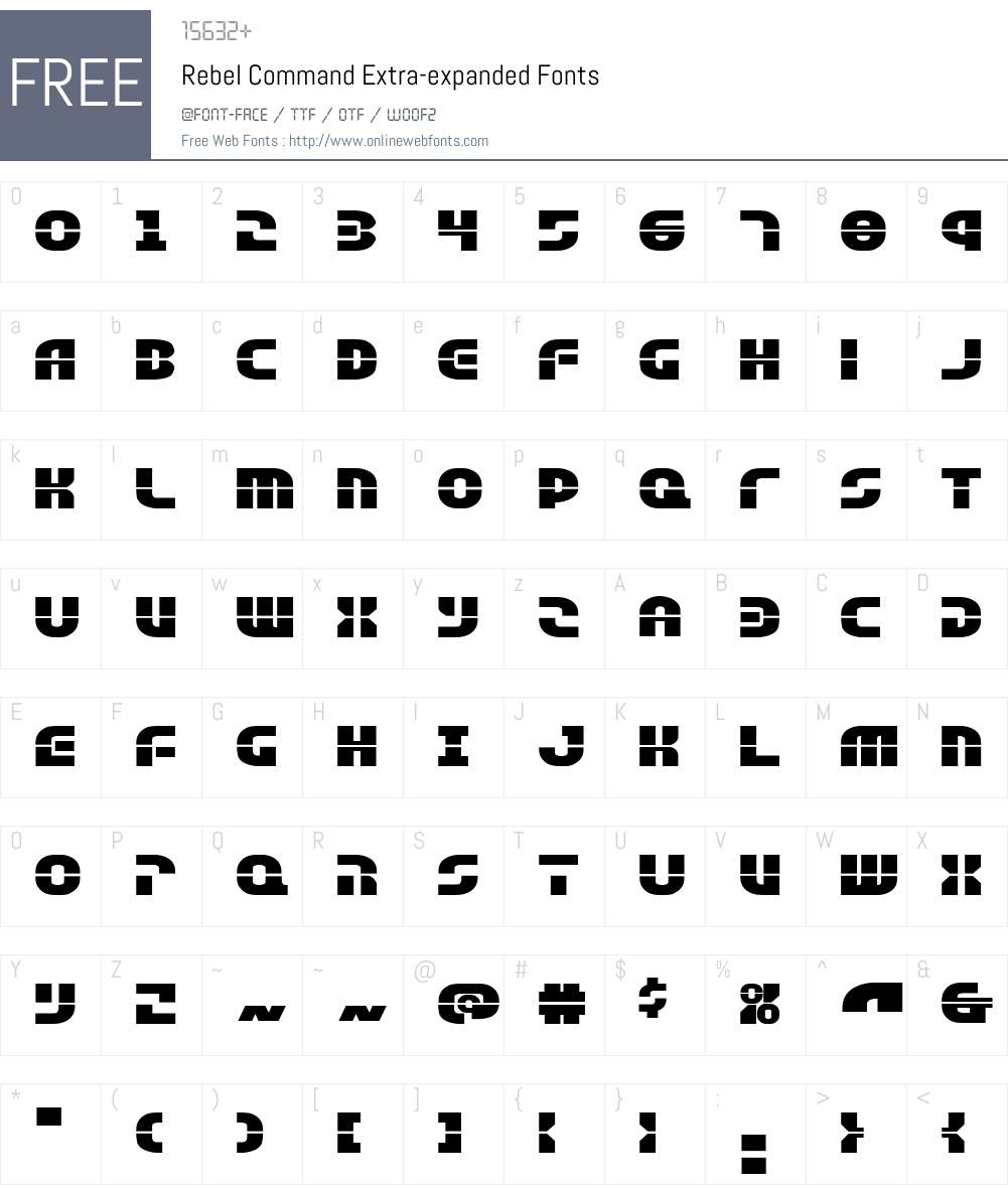Rebel Command Extra-expanded Font Screenshots
