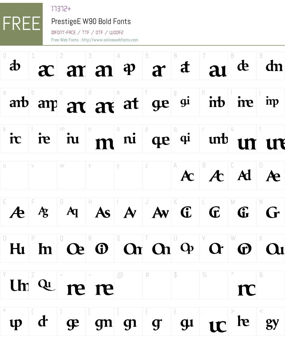 PrestigeEW90-Bold Font Screenshots