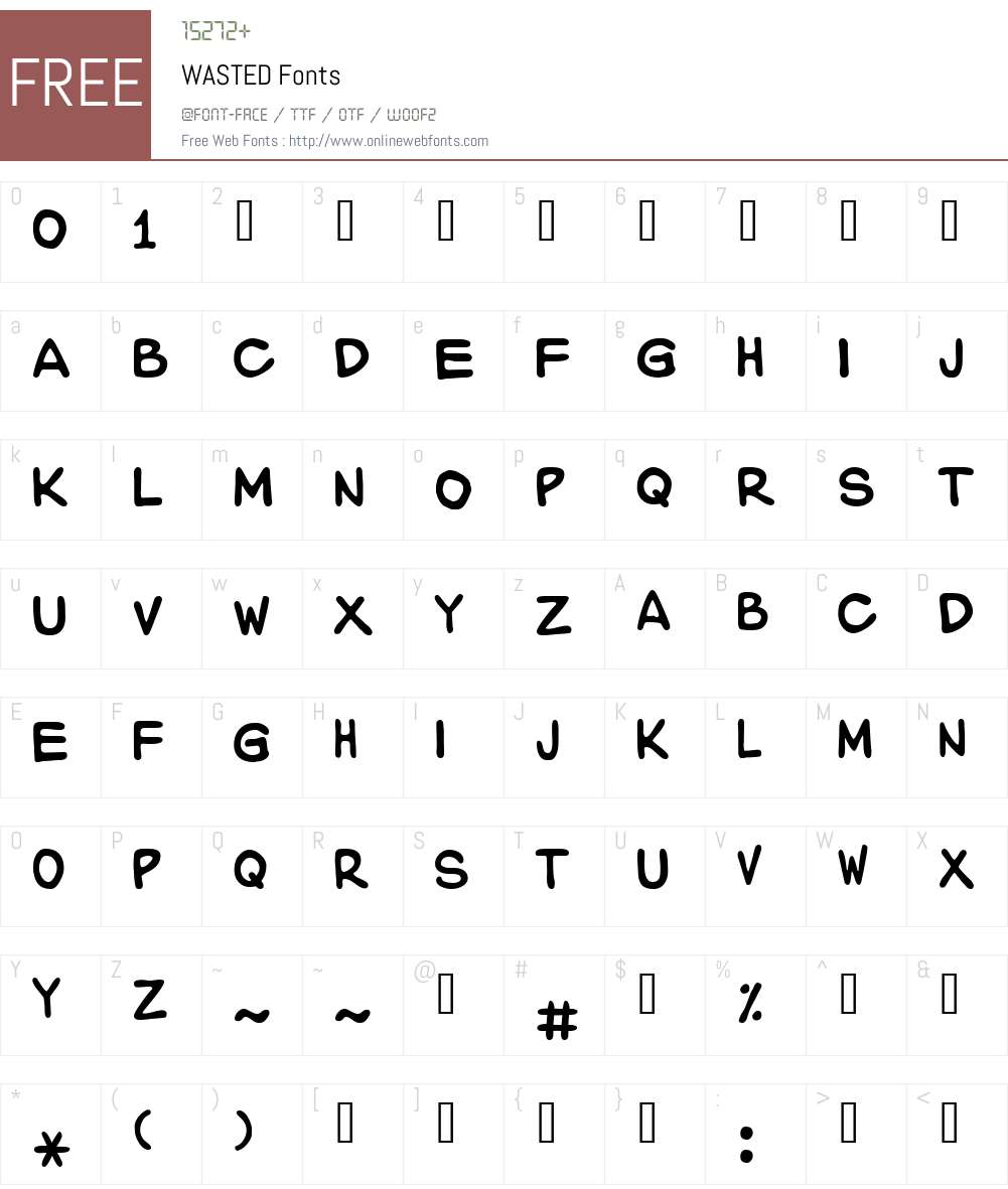 WASTED Font Screenshots
