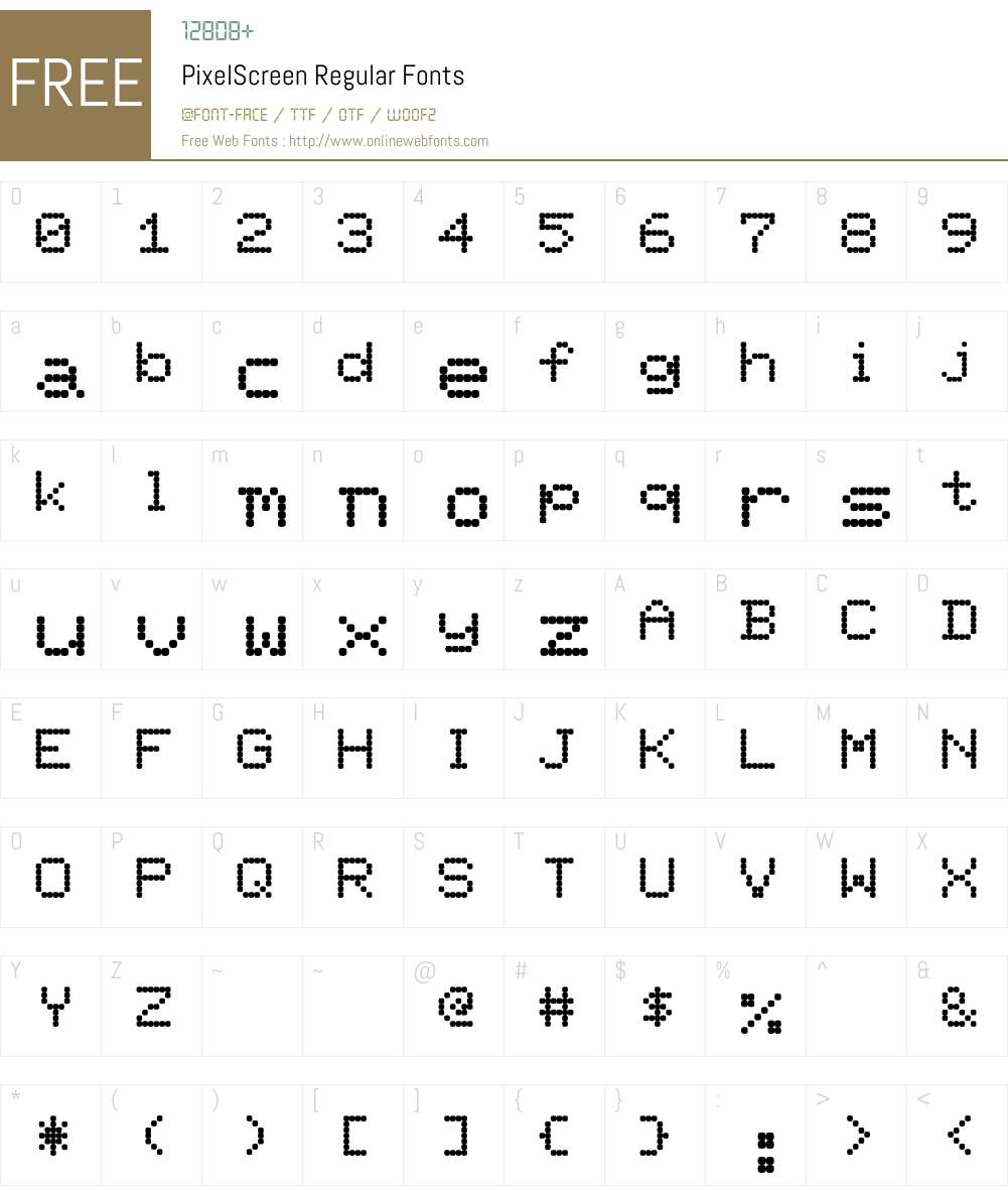 PixelScreen Font Screenshots