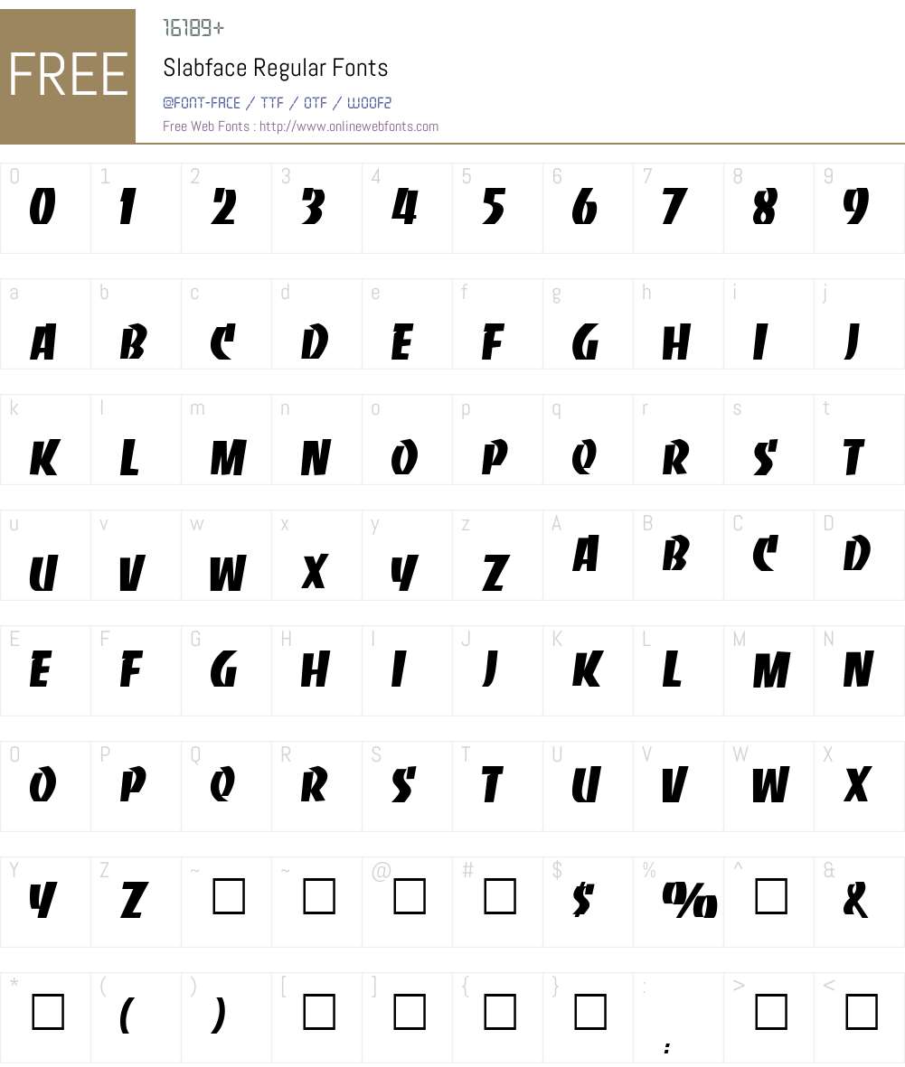 Slabface Font Screenshots