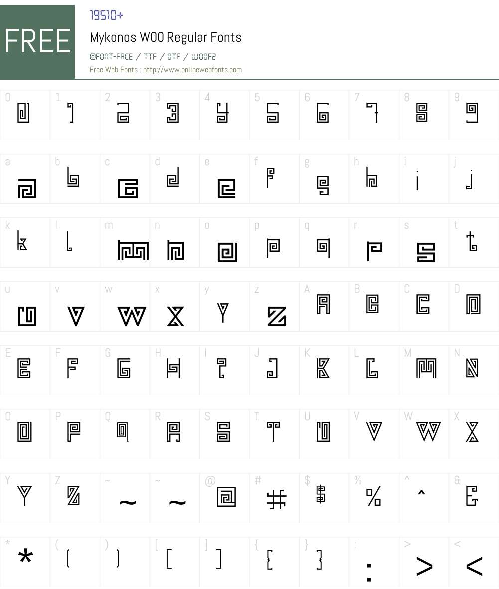 MykonosW00-Regular Font Screenshots
