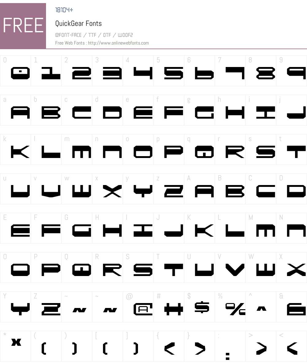QuickGear Font Screenshots