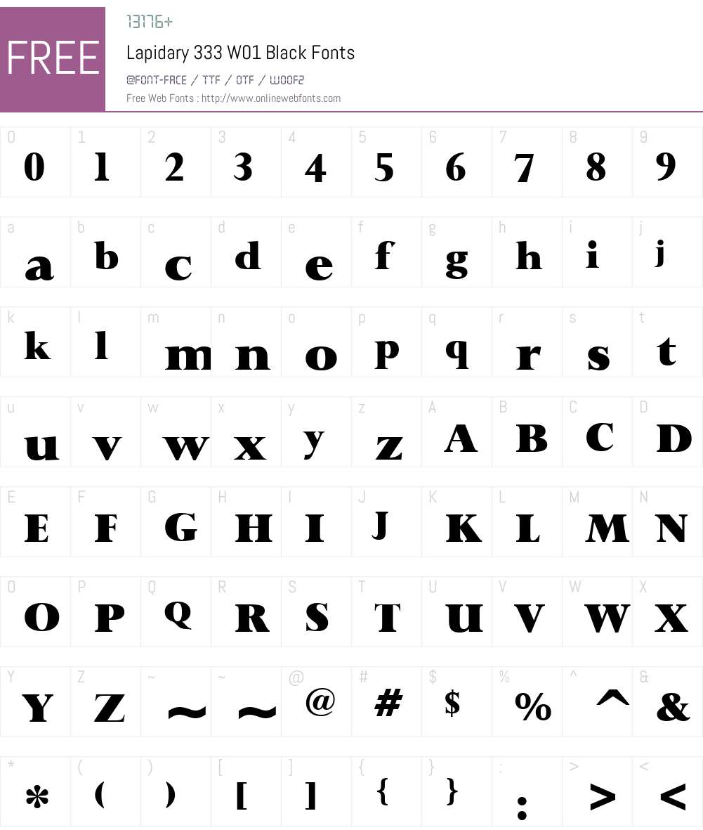 Lapidary333W01-Black Font Screenshots
