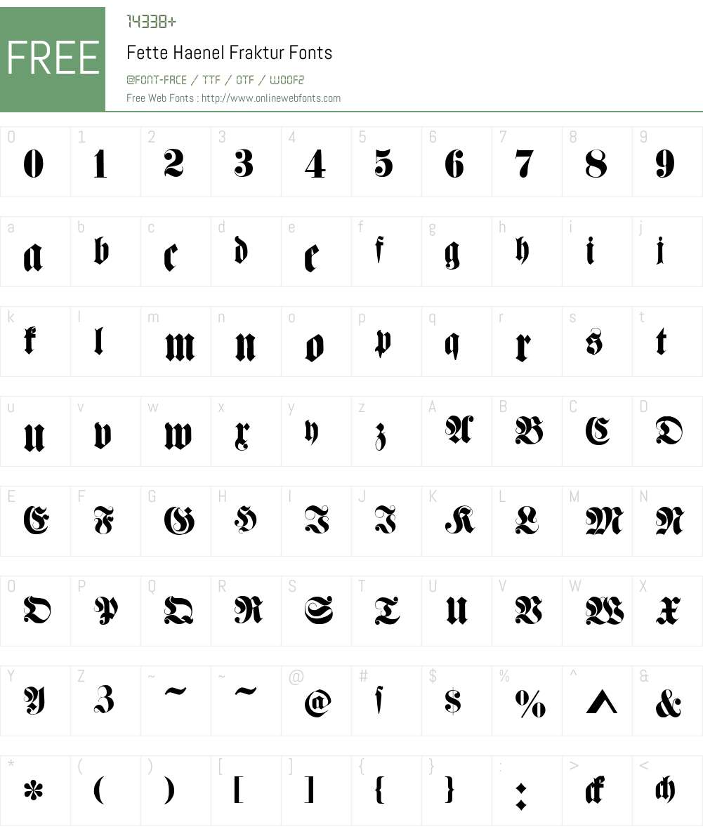 Fette Haenel Fraktur Font Screenshots
