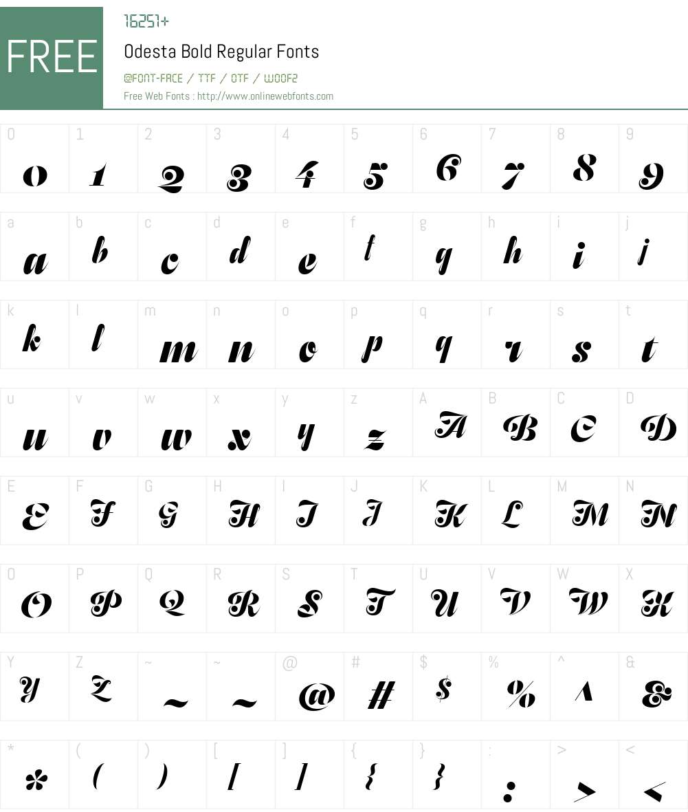 Odesta Bold Font Screenshots