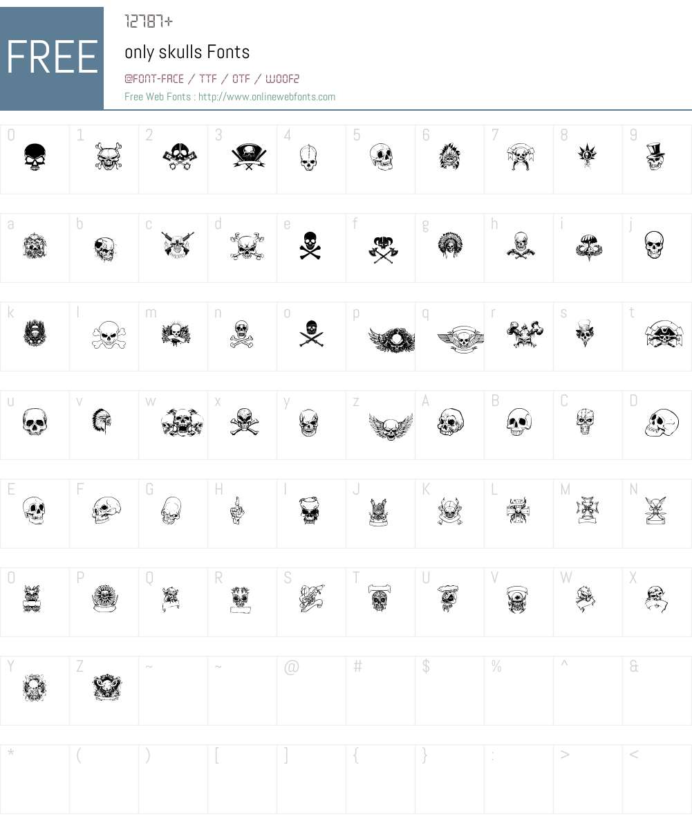 only skulls Font Screenshots