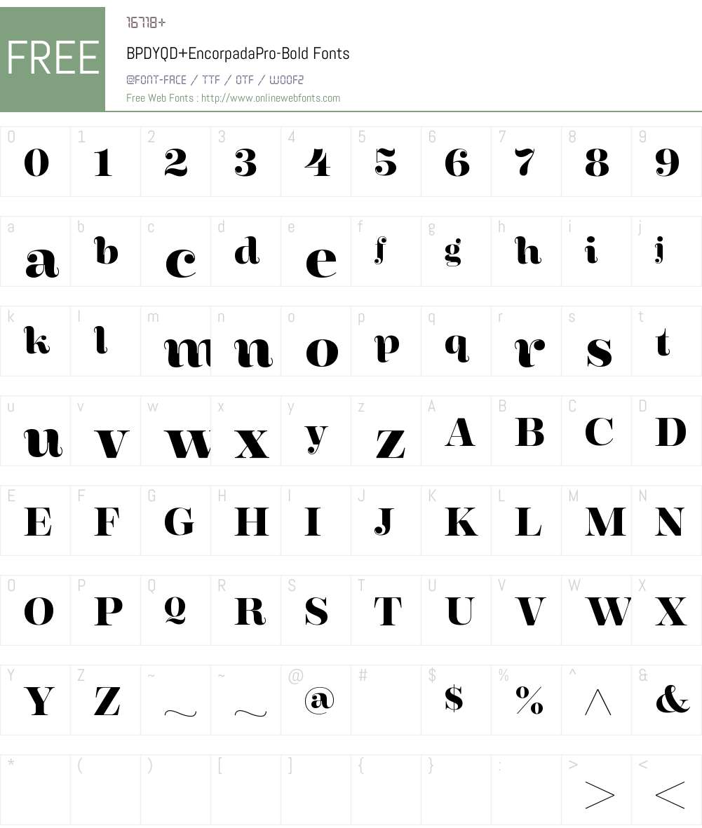 BPDYQD+EncorpadaPro-Bold Font Screenshots