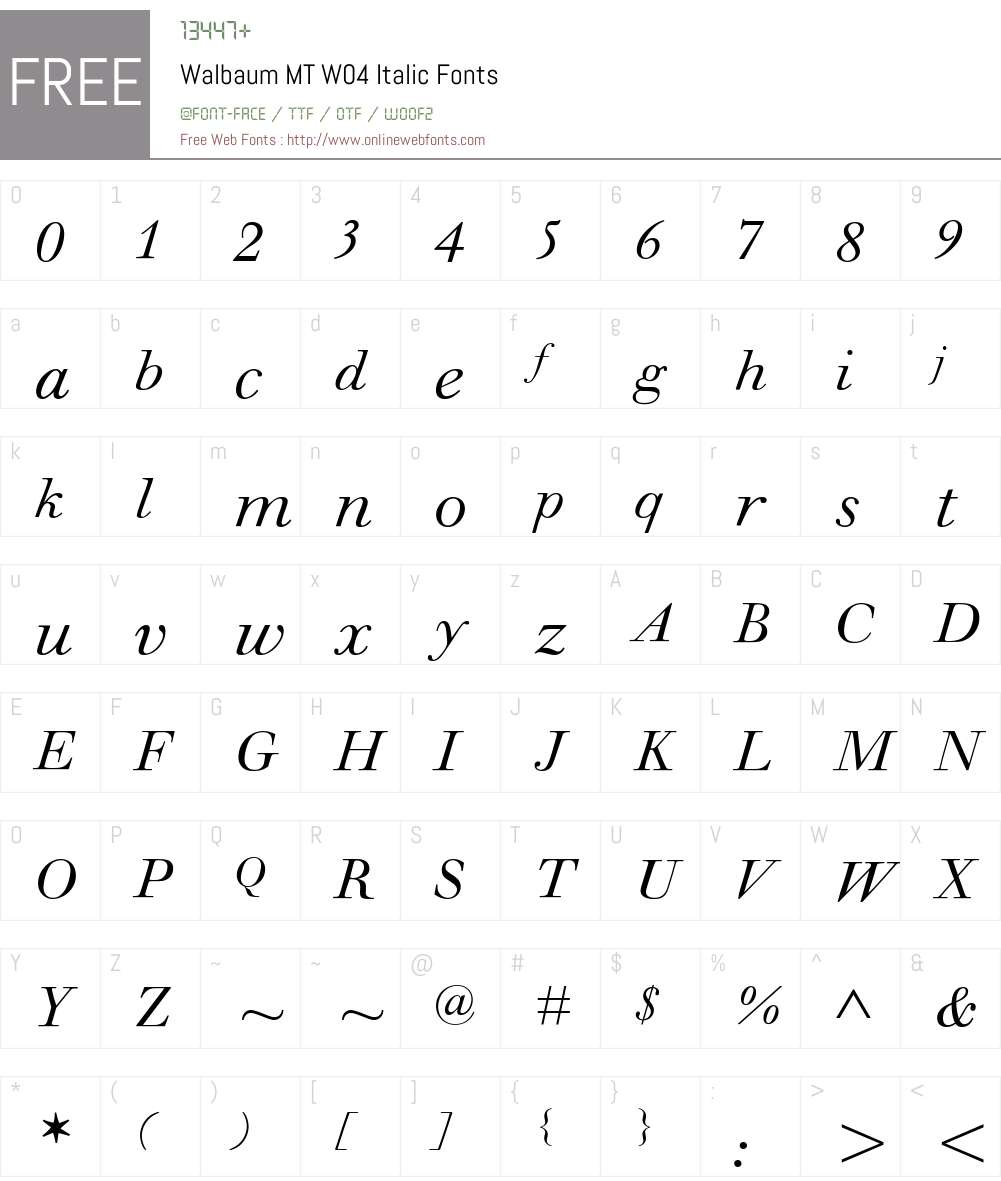 Monotype Walbaum Font Screenshots