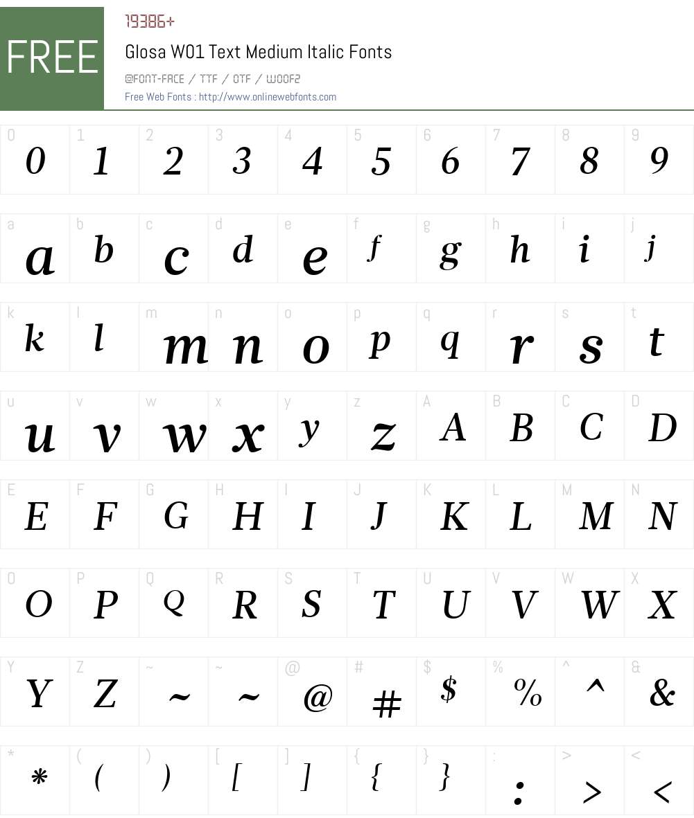 GlosaW01-TextMediumItalic Font Screenshots