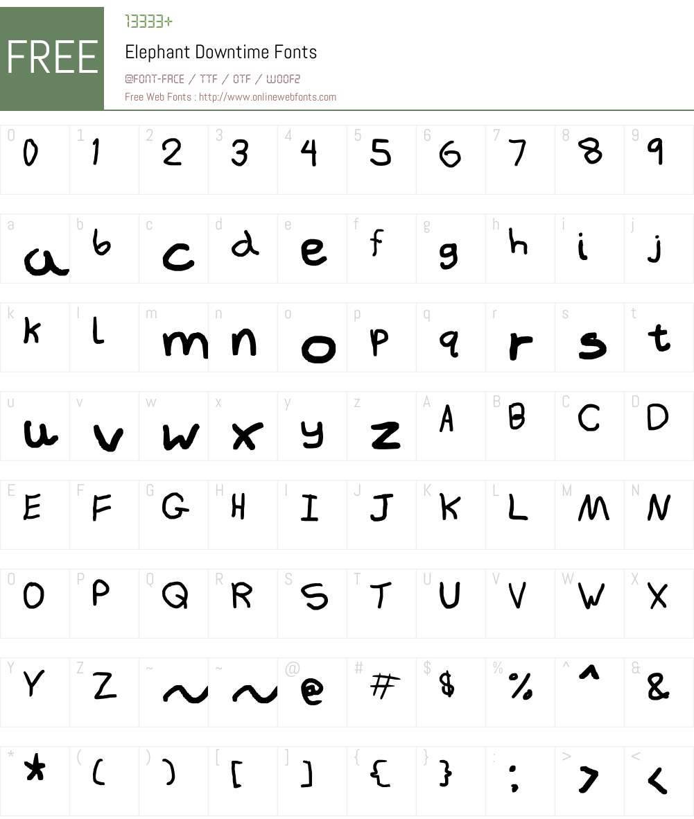 Elephant Downtime Font Screenshots
