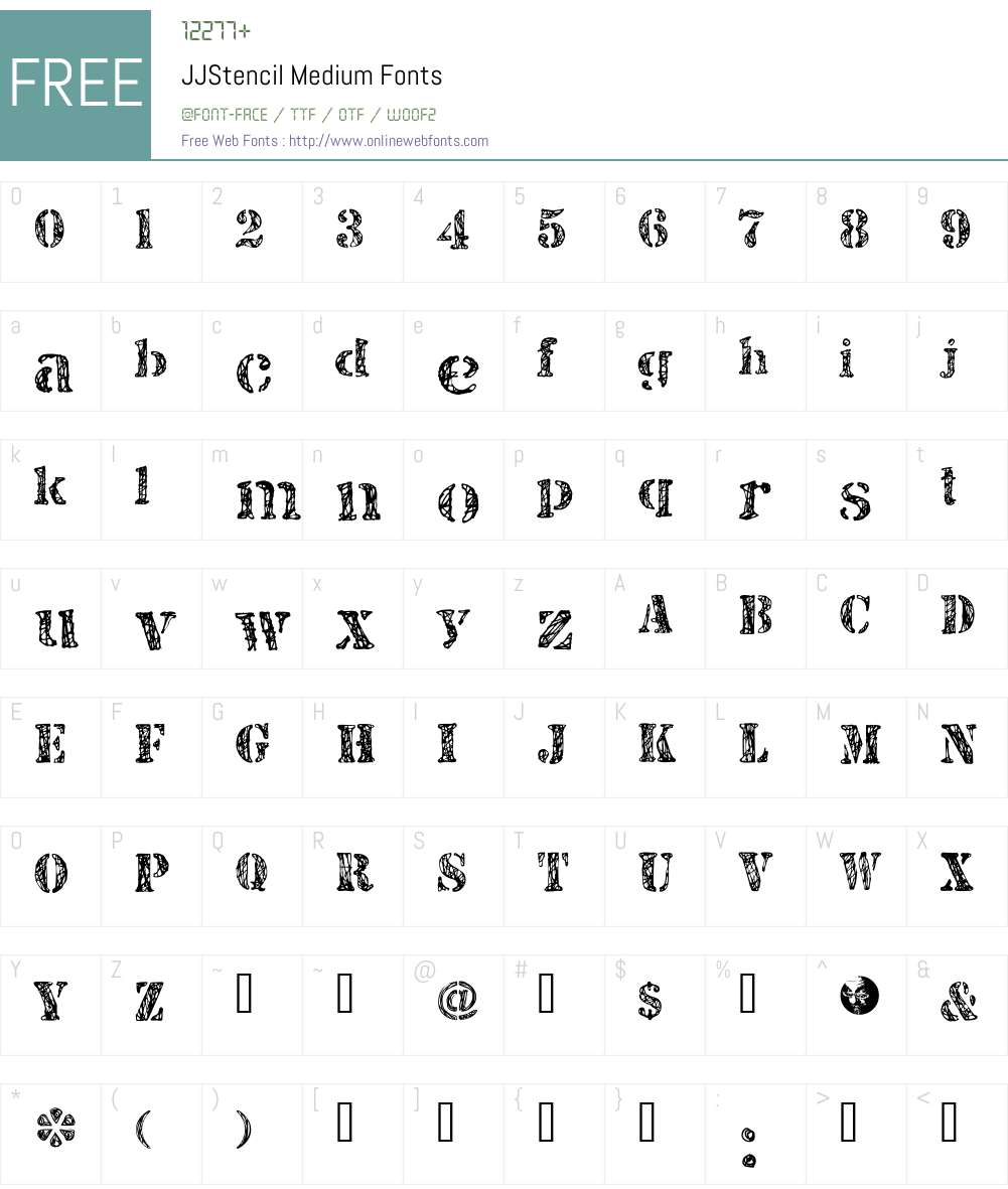 JJStencil Medium Font Screenshots