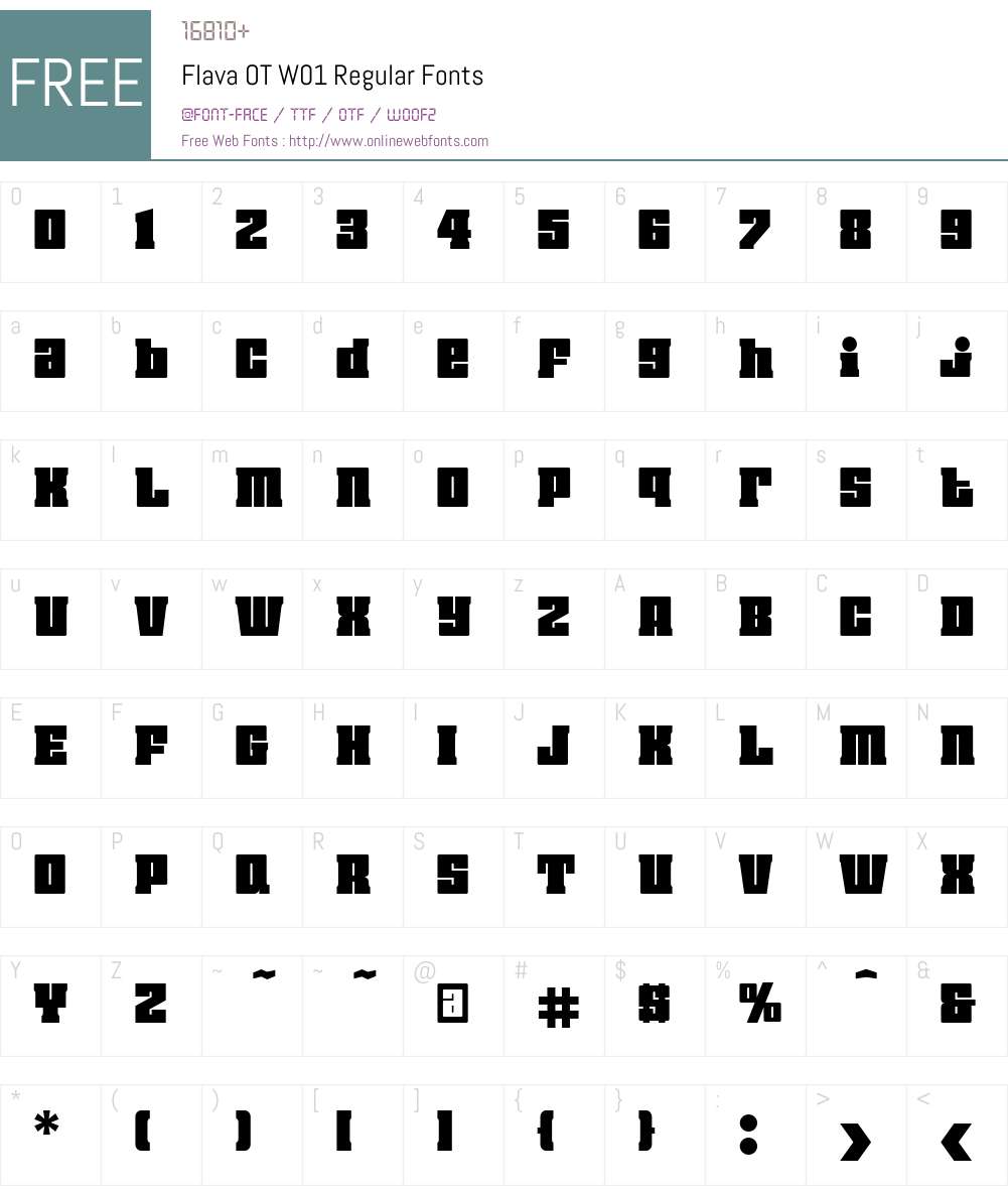 FlavaOTW01-Regular Font Screenshots