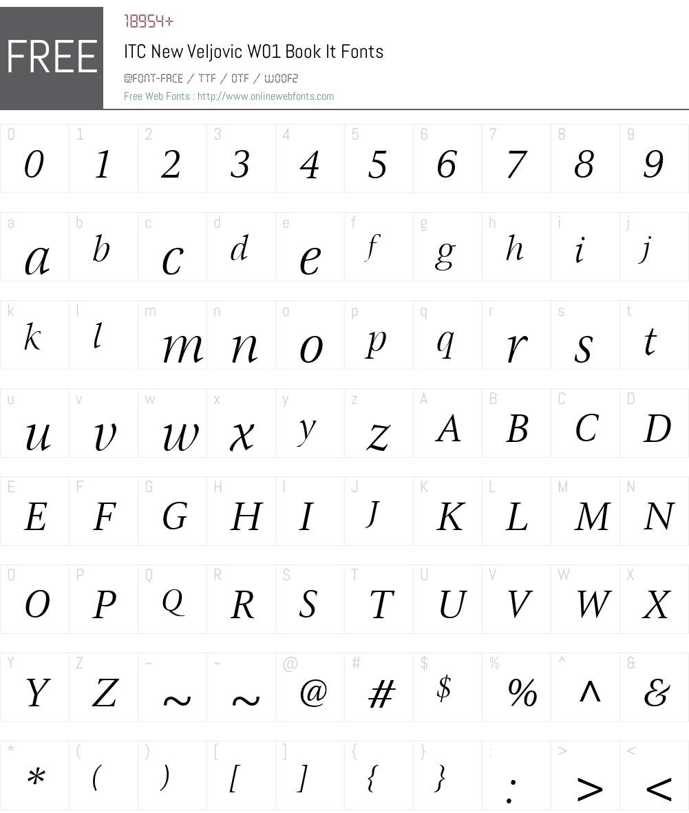 ITCNewVeljovicW01-BookIt Font Screenshots