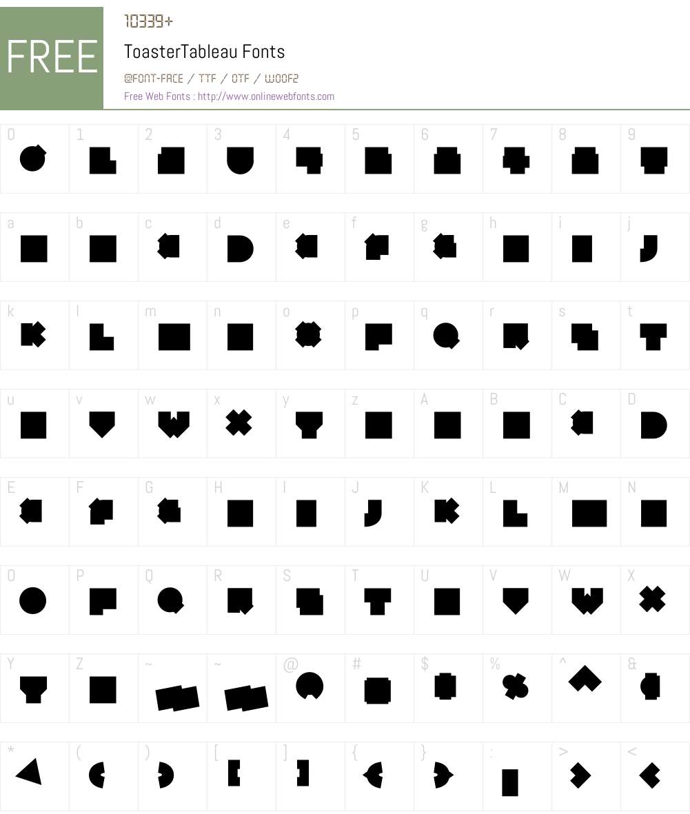 ToasterW95-Tableau Font Screenshots