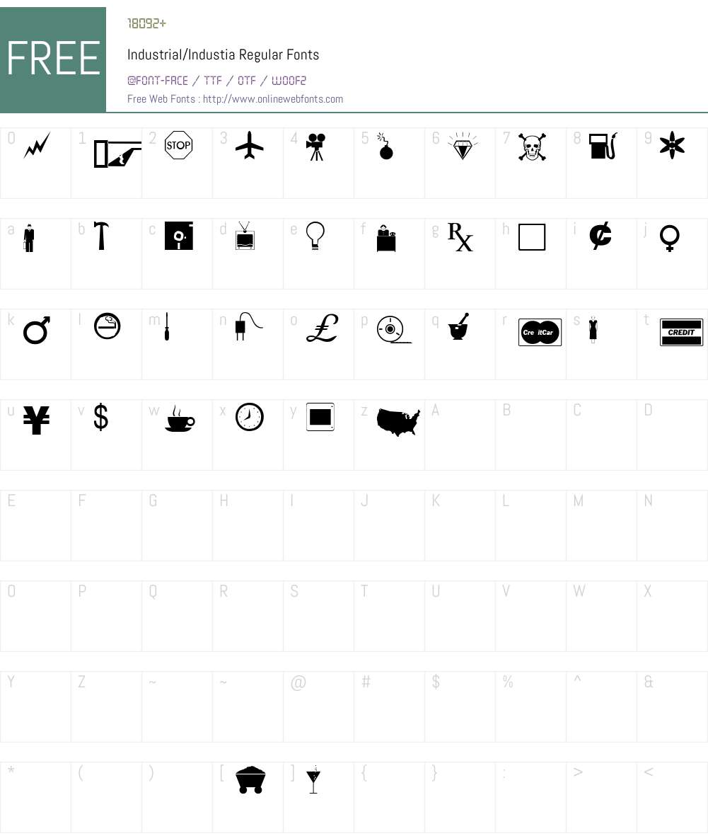 Industrial/Industia Font Screenshots