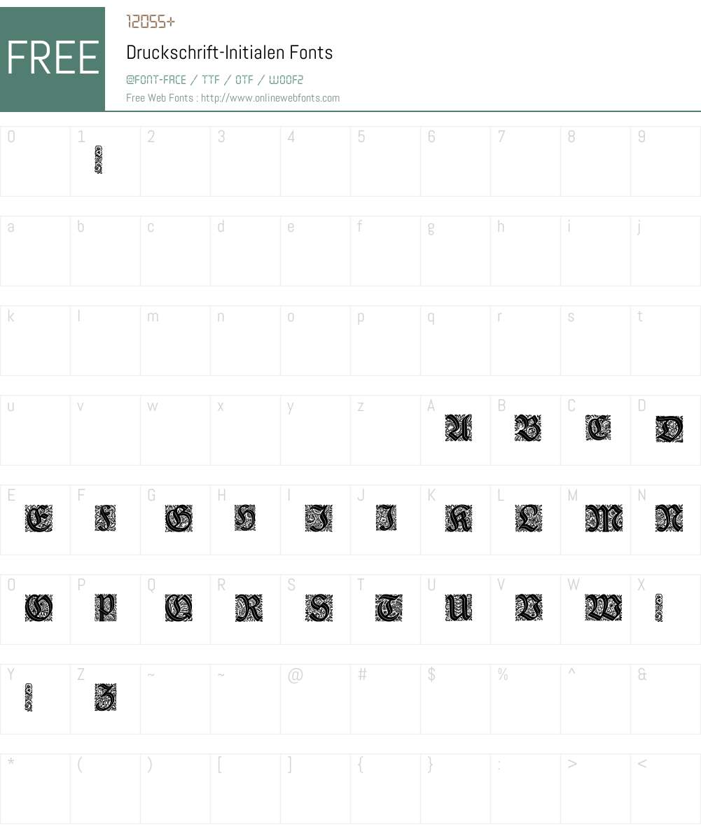 Druckschrift-Initialen Font Screenshots