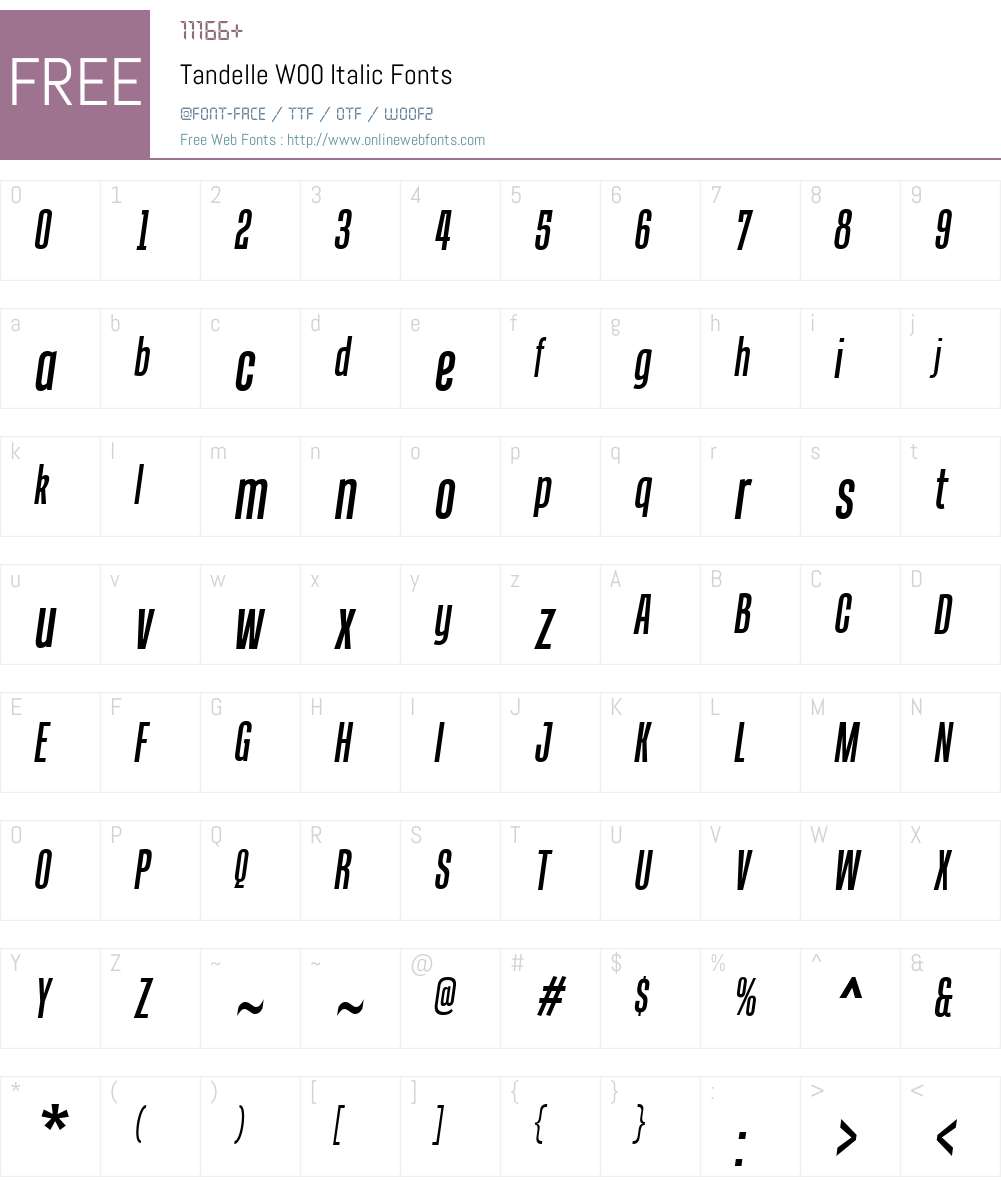TandelleW00-Italic Font Screenshots