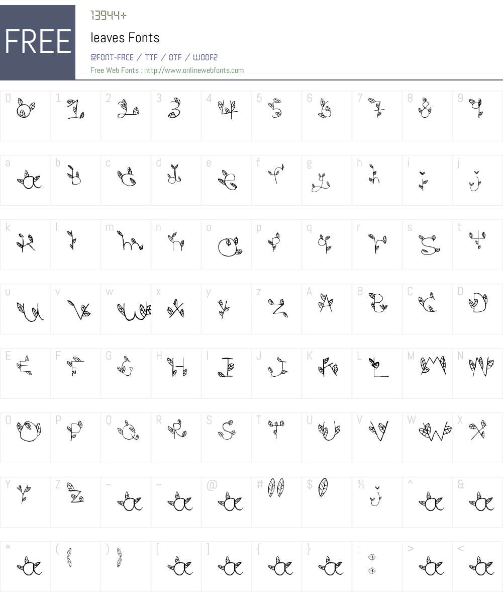 leaves Font Screenshots