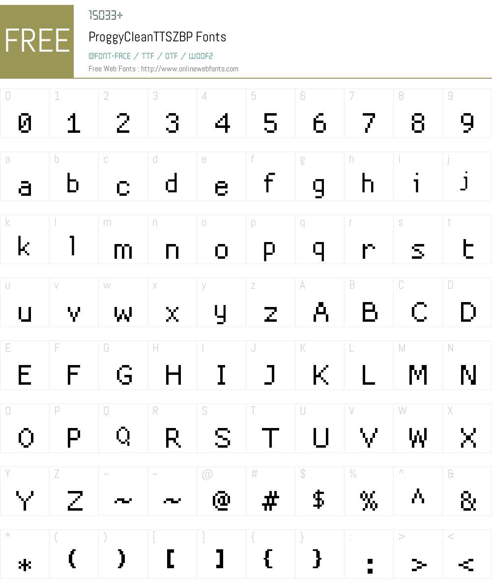 ProggyCleanTTSZBP Font Screenshots