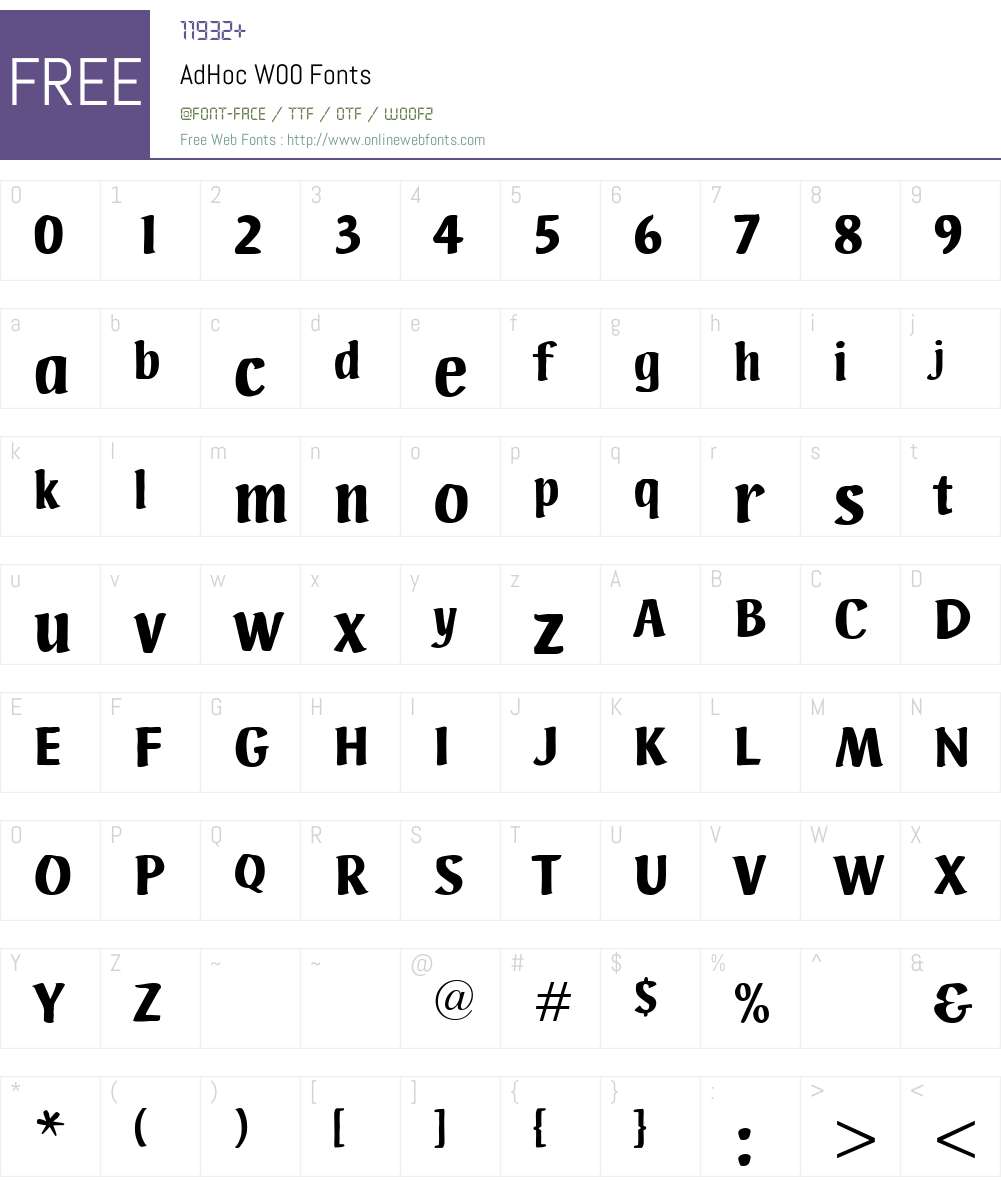 AdHocW00 Font Screenshots