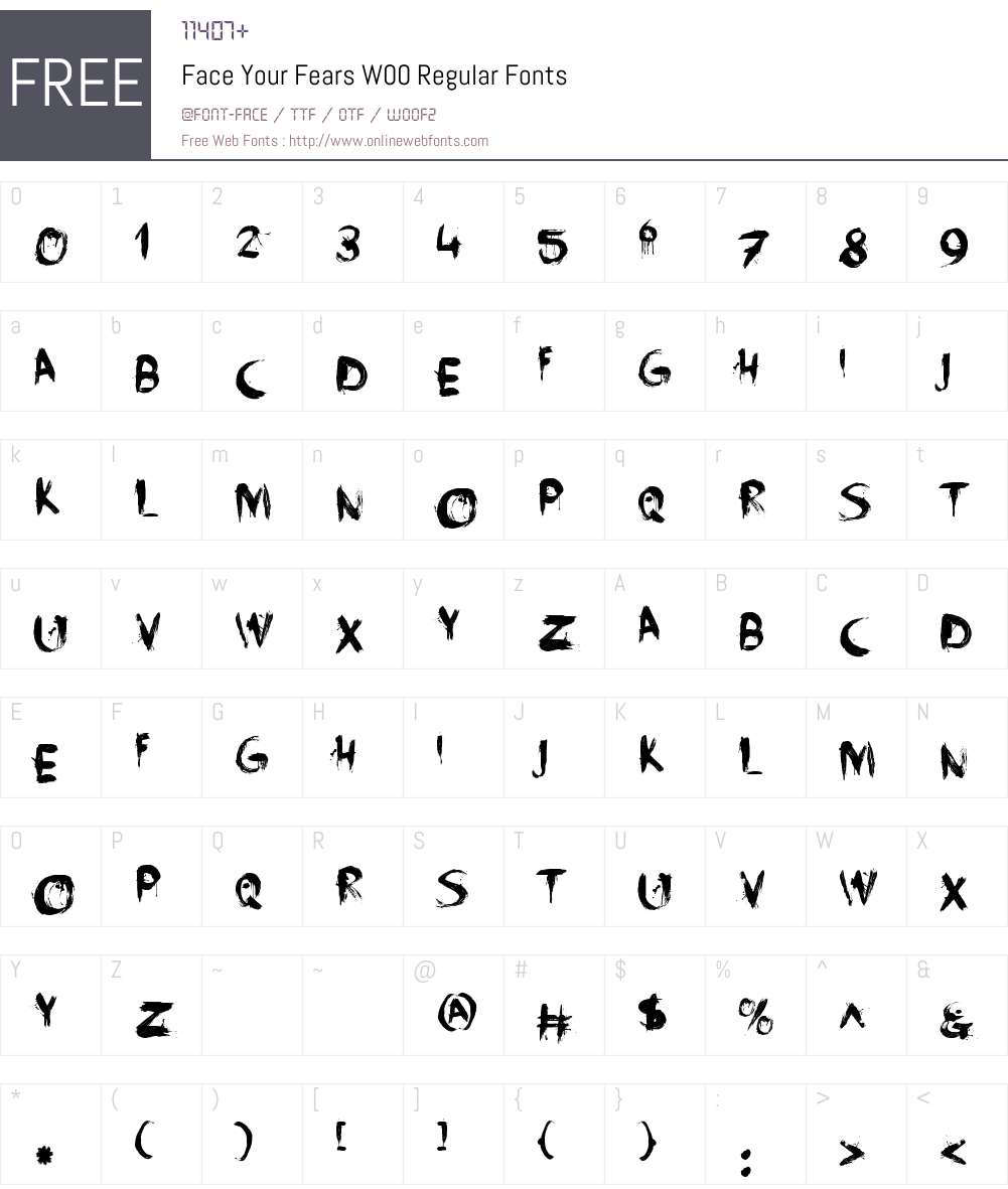 FaceYourFearsW00-Regular Font Screenshots