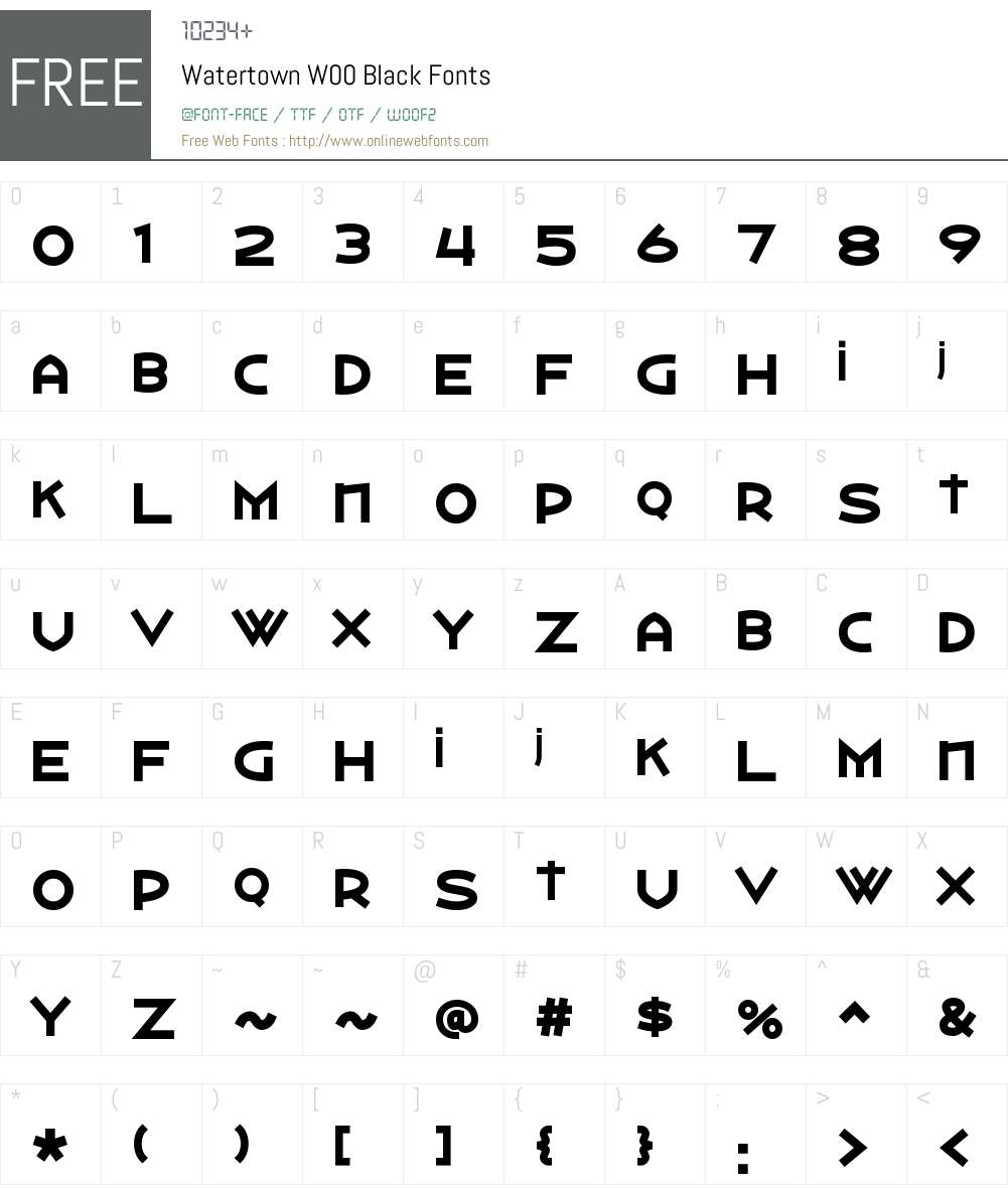 WatertownW00-Black Font Screenshots