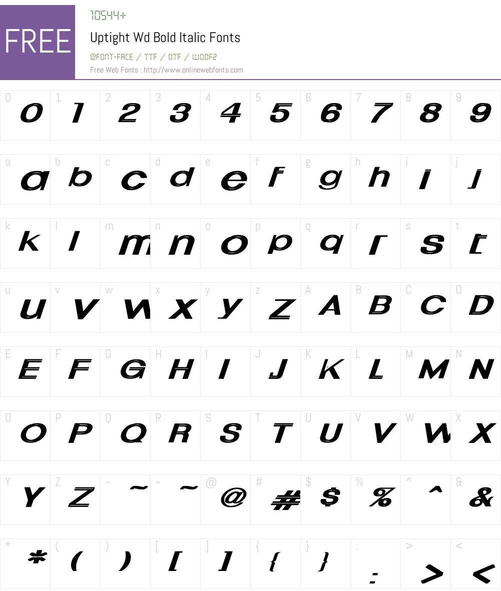 Uptight Wd Bold Italic Font Screenshots