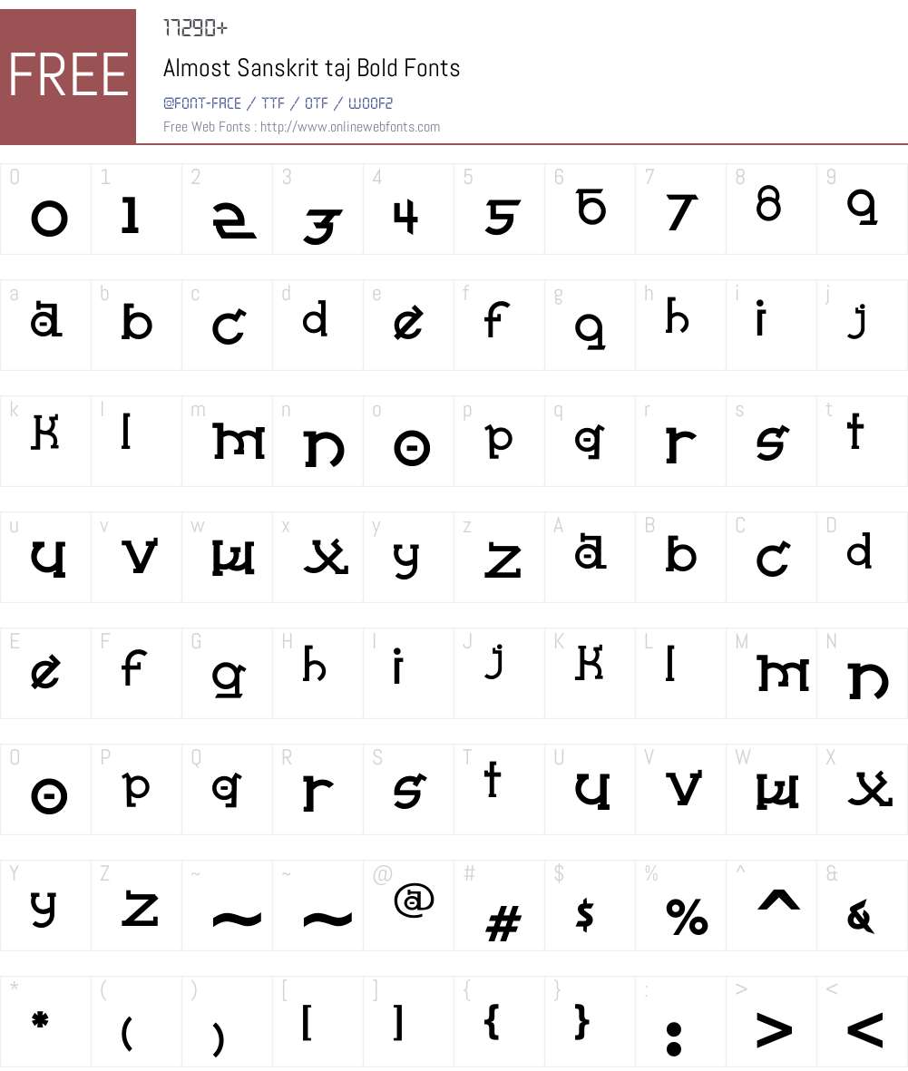 Almost Sanskrit taj Font Screenshots
