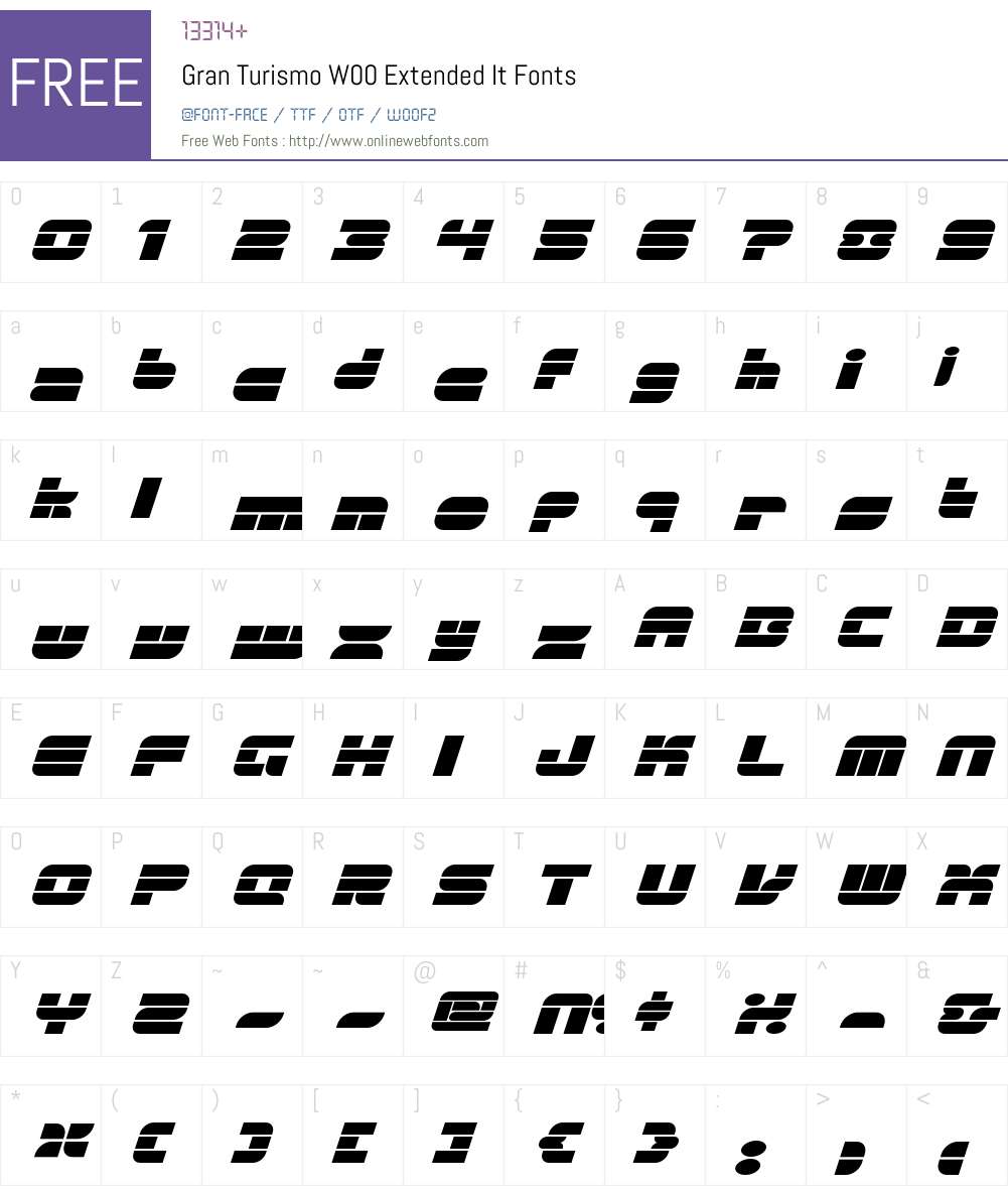 GranTurismoW00-ExtendedIt Font Screenshots