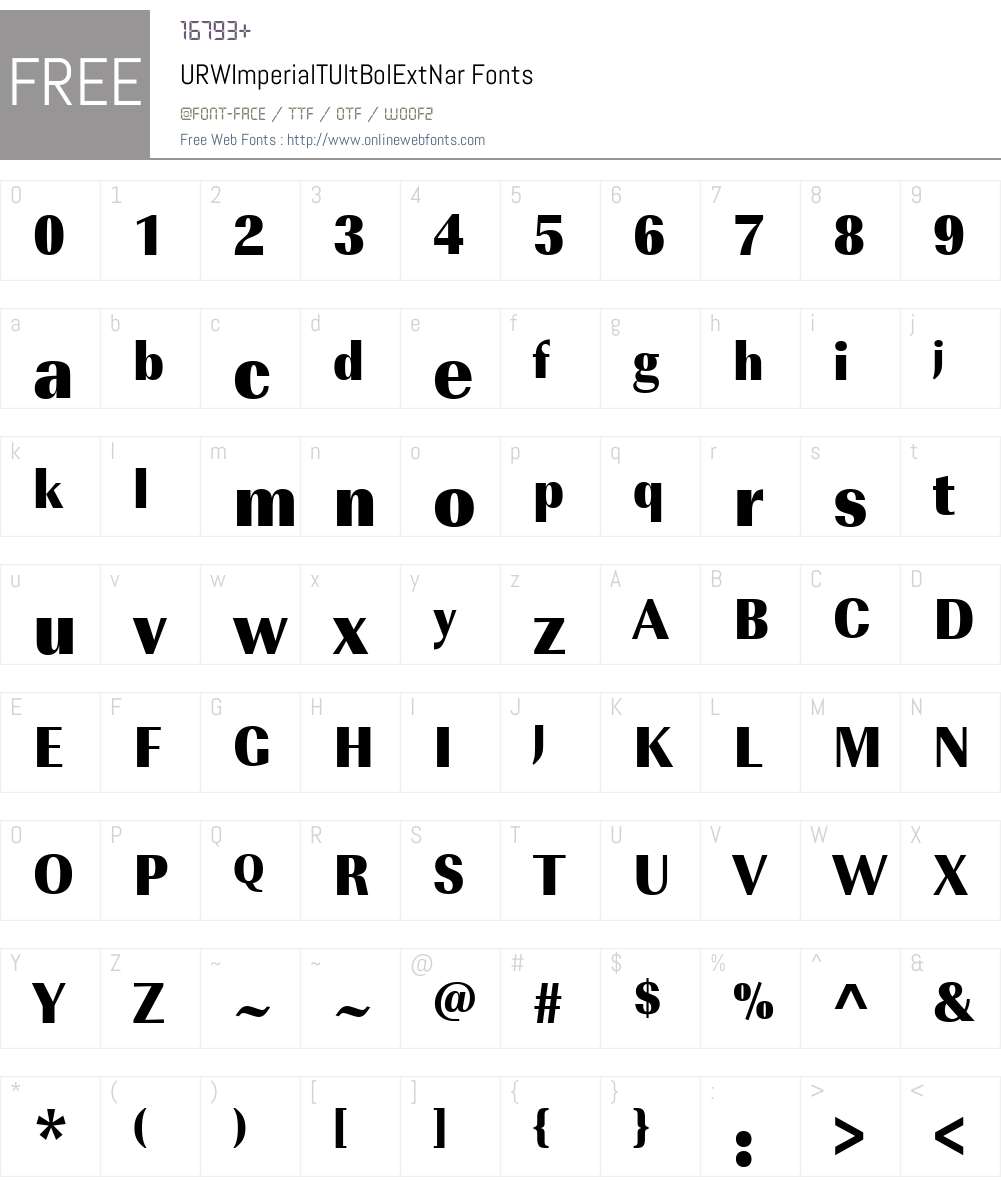 URWImperialTUltBolExtNar Font Screenshots