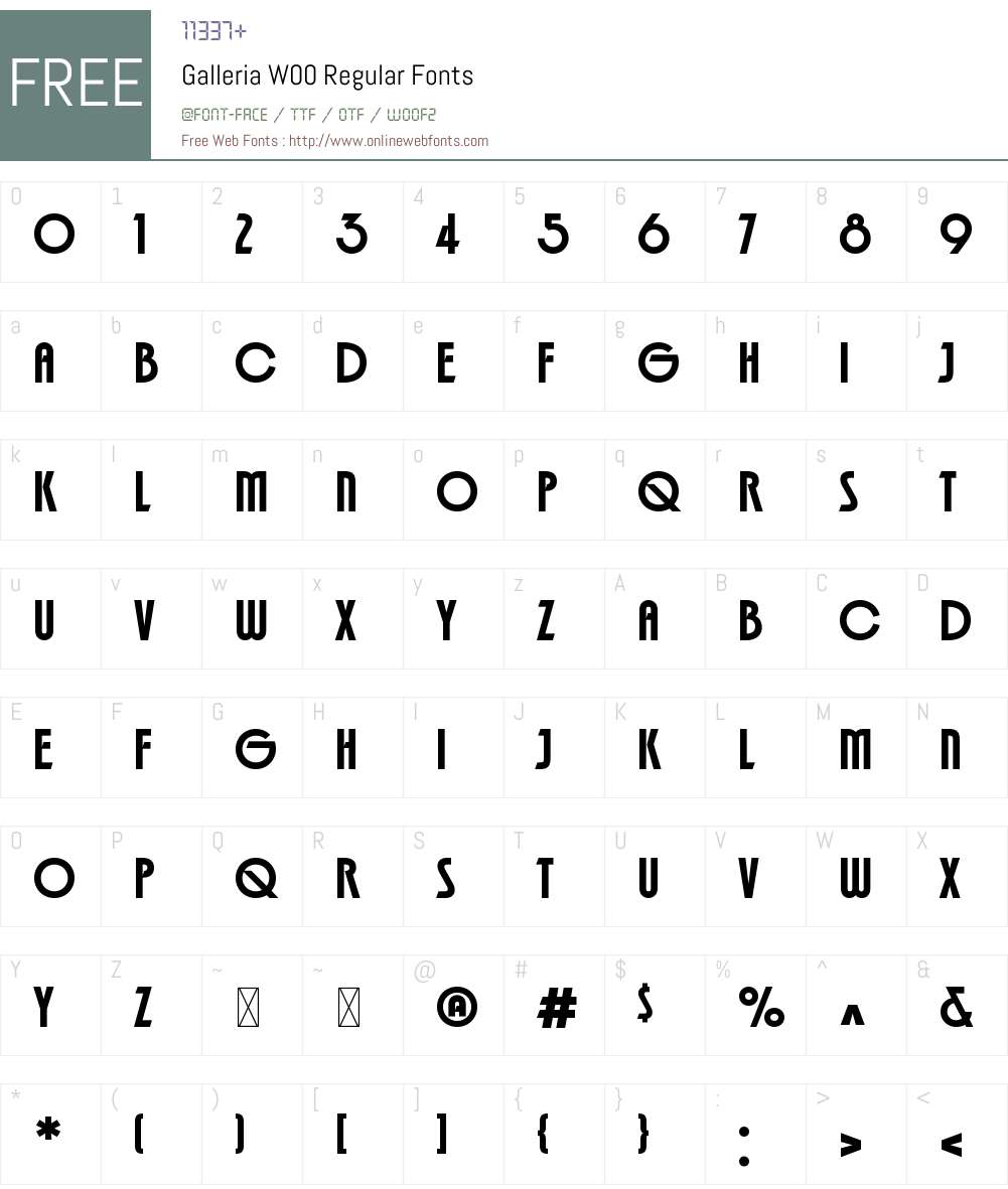 Galleria Font Screenshots