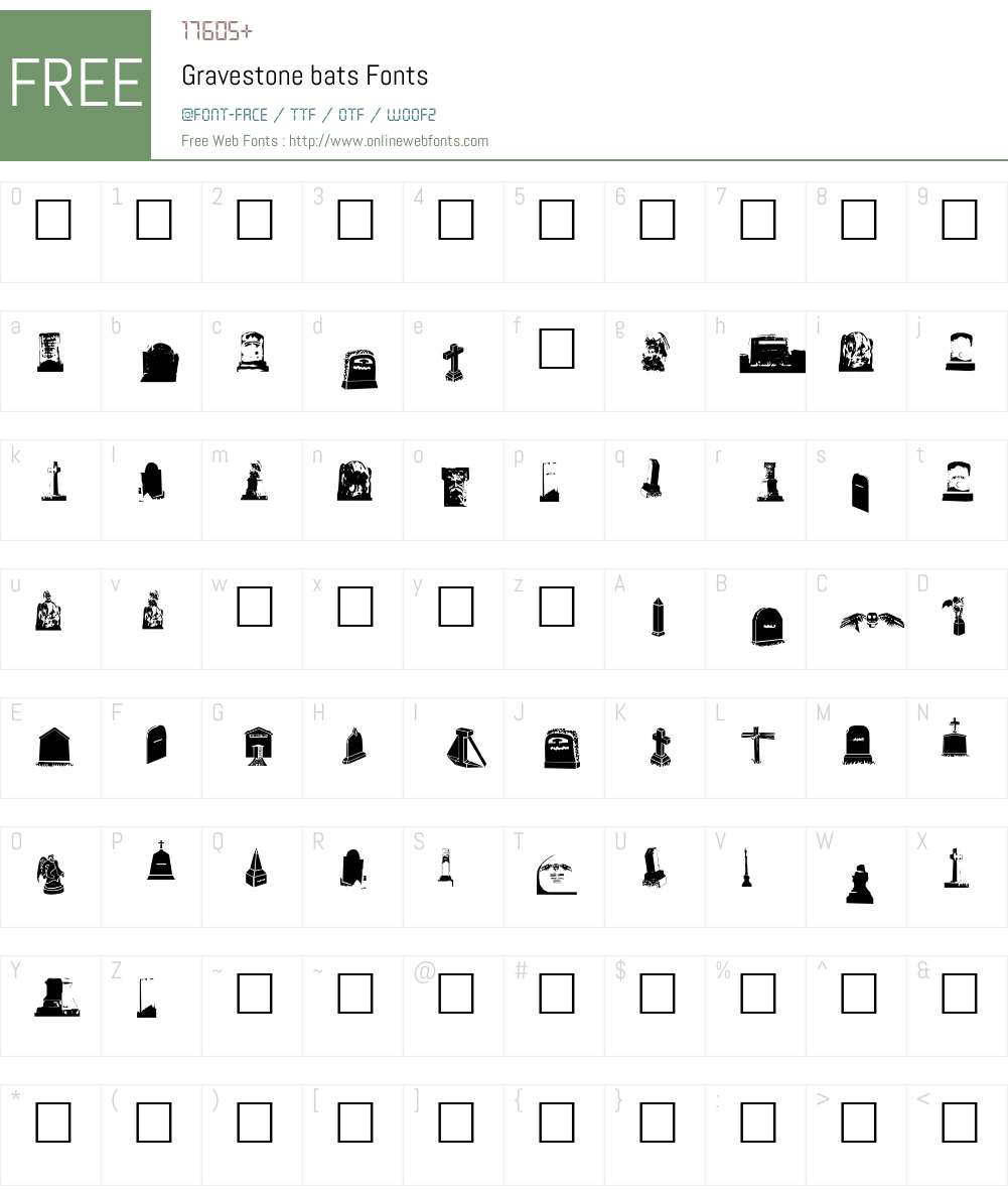 Gravestone bats Font Screenshots