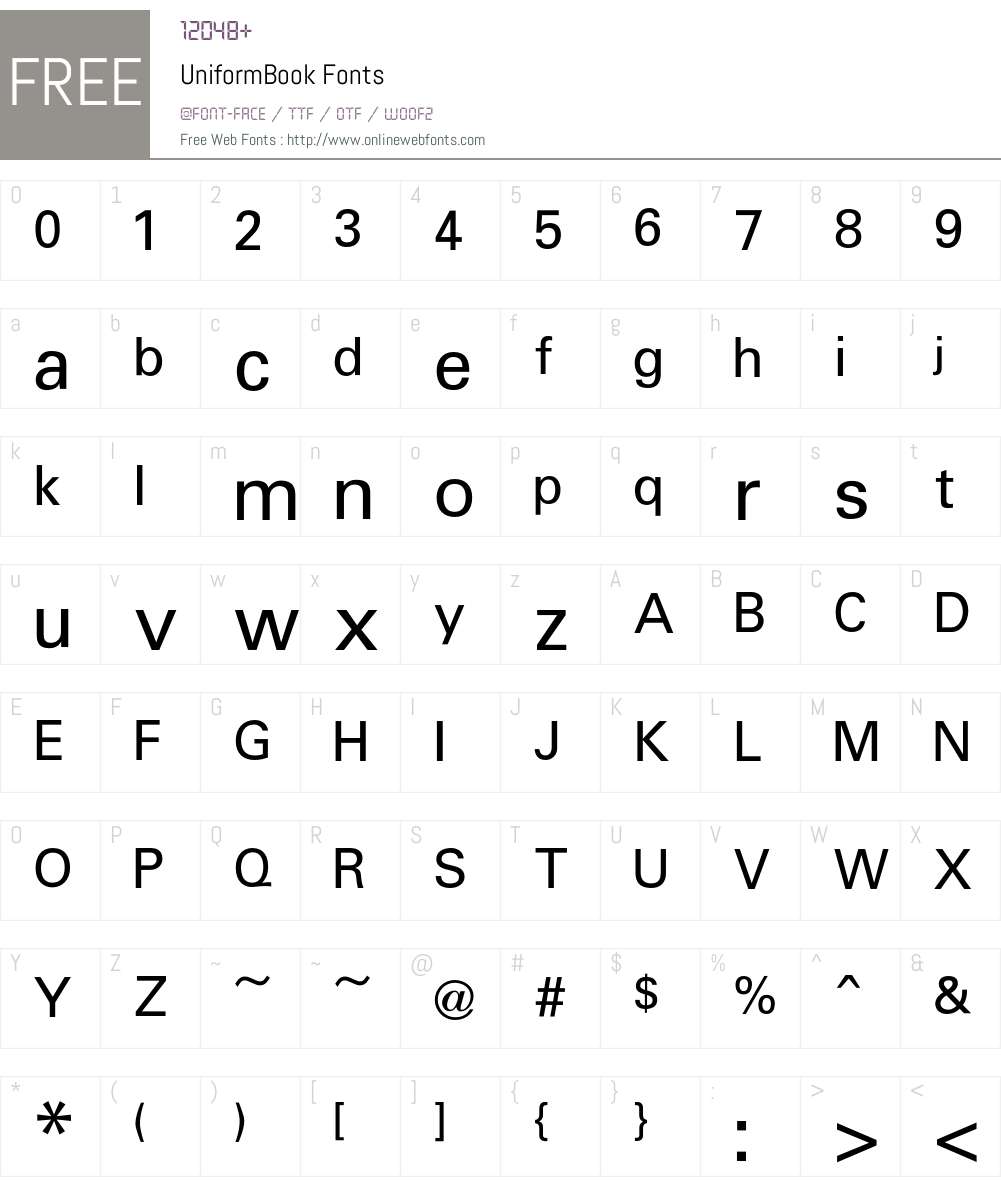 Uniform Font Screenshots