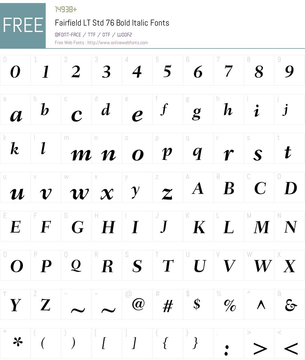 Fairfield LT Std Font Screenshots