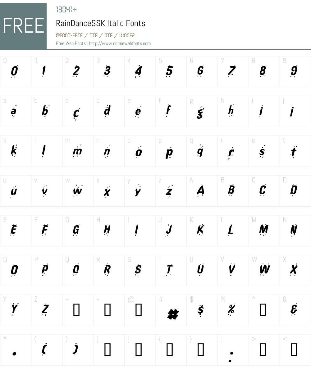 RainDanceSSK Font Screenshots