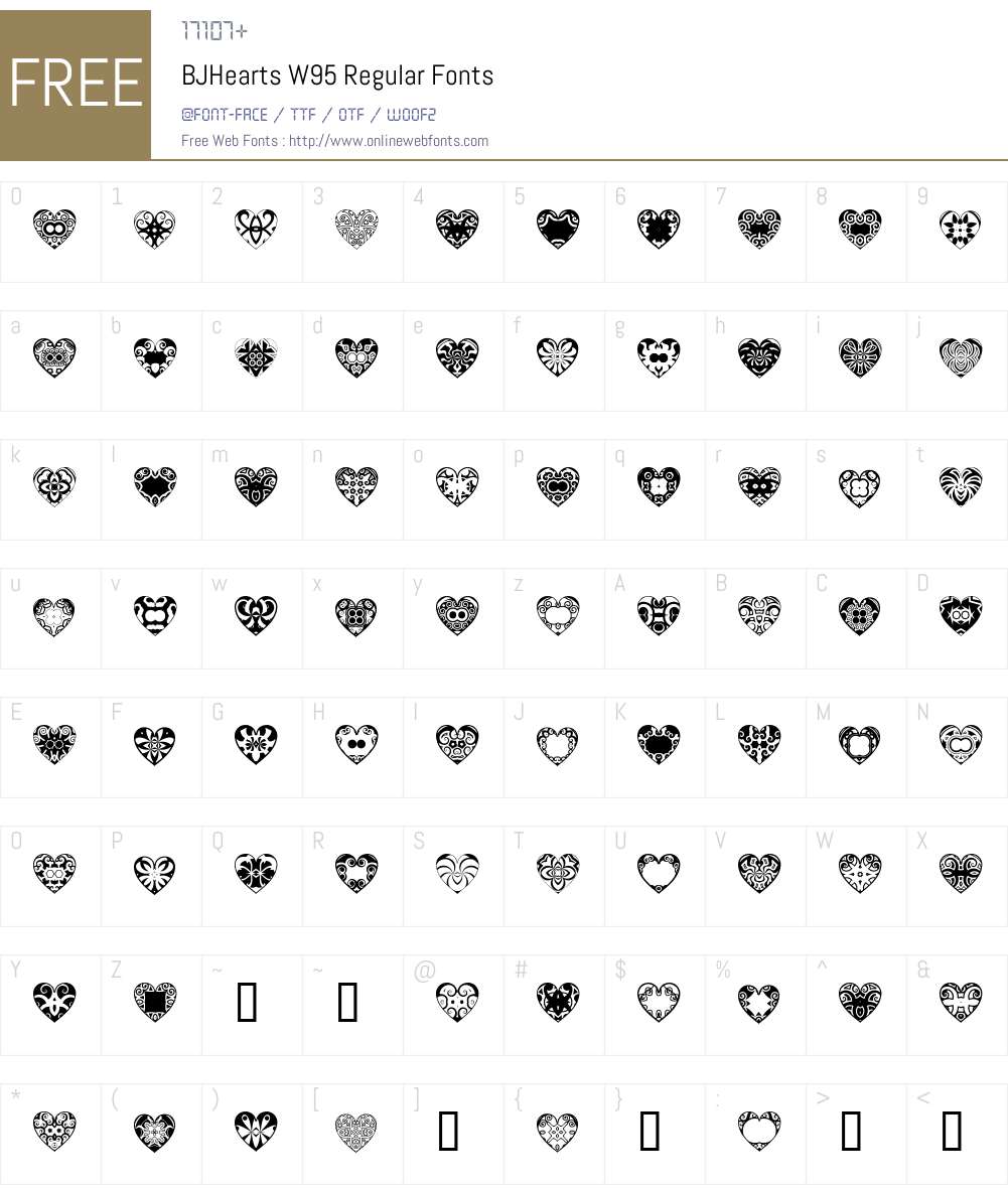 BJHearts Font Screenshots