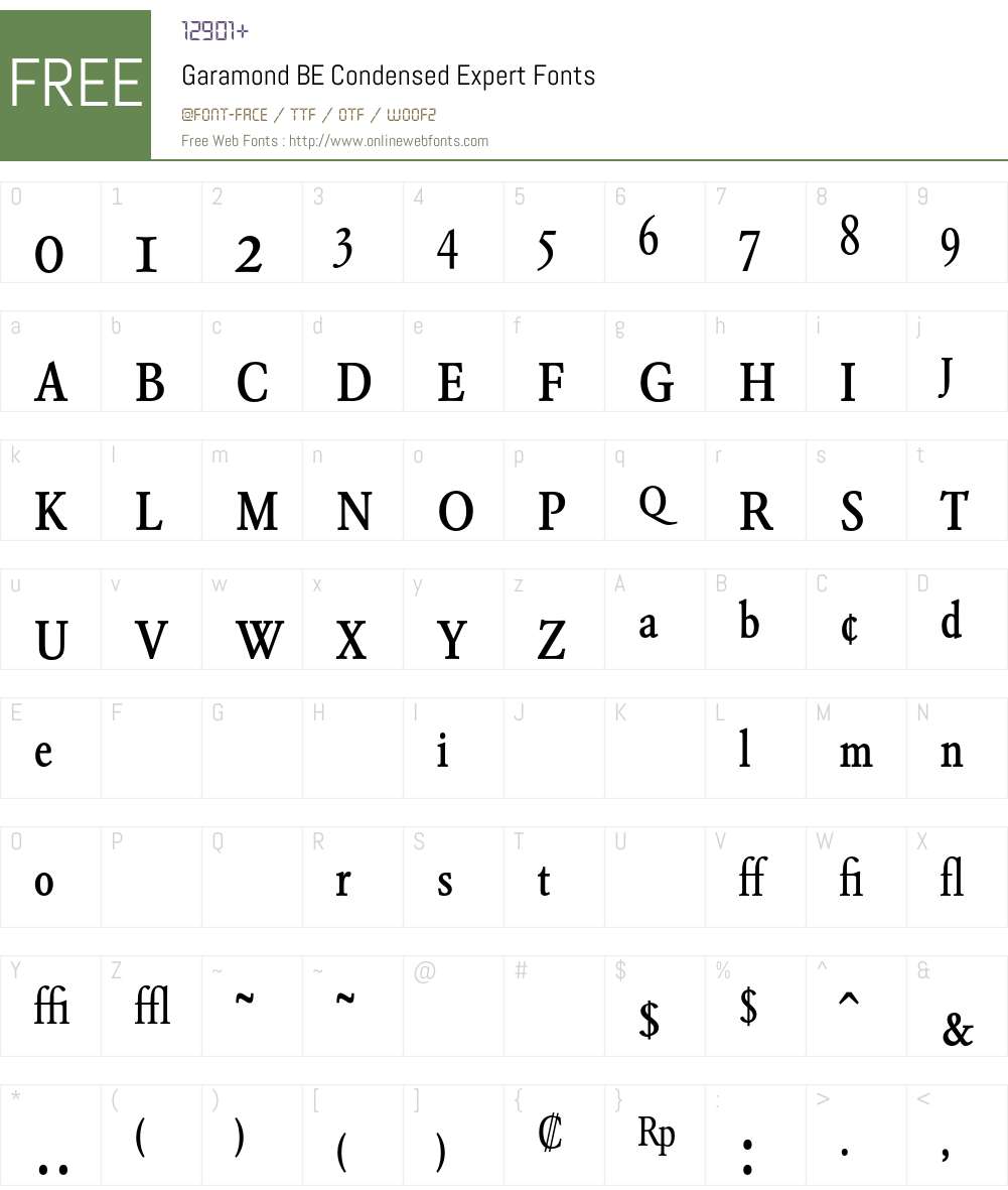 Garamond BE Font Screenshots