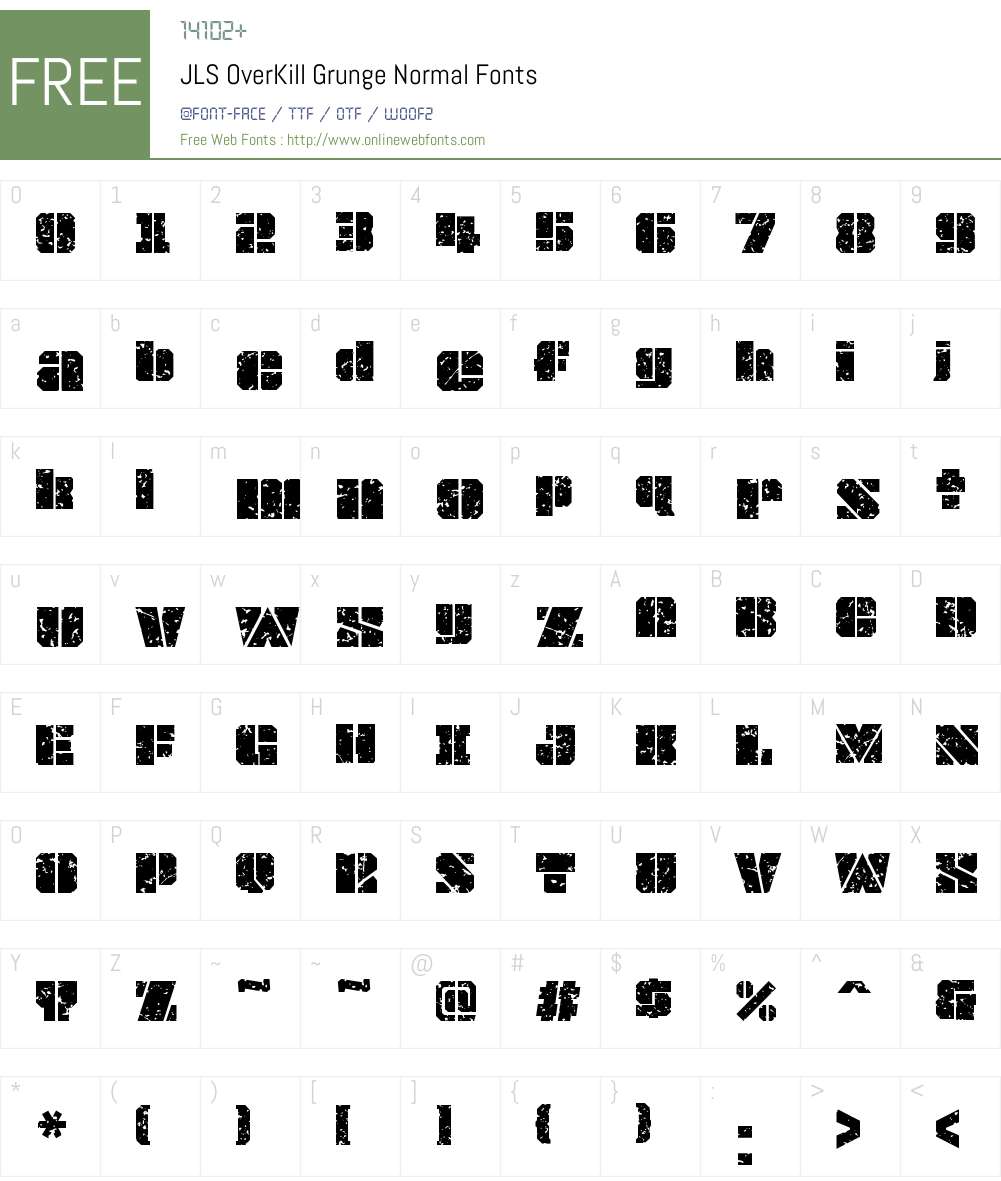 JLS OverKill Grunge Font Screenshots
