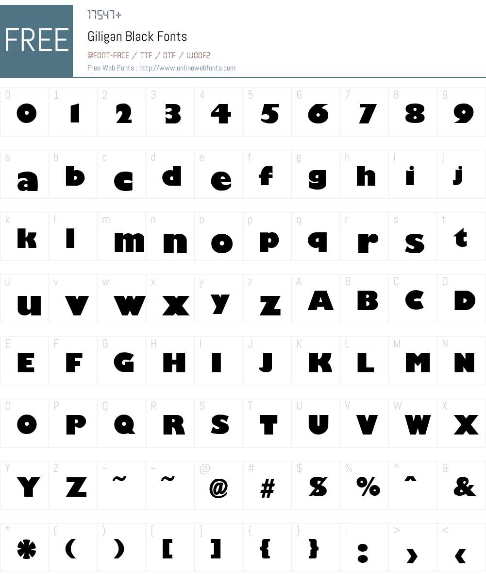 Giligan Black Font Screenshots