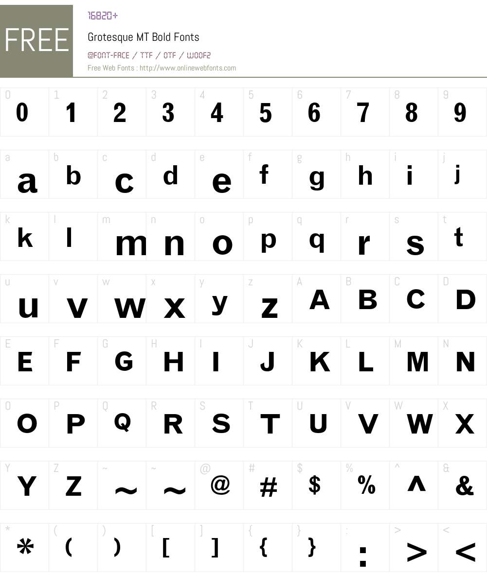 Grotesque MT Font Screenshots